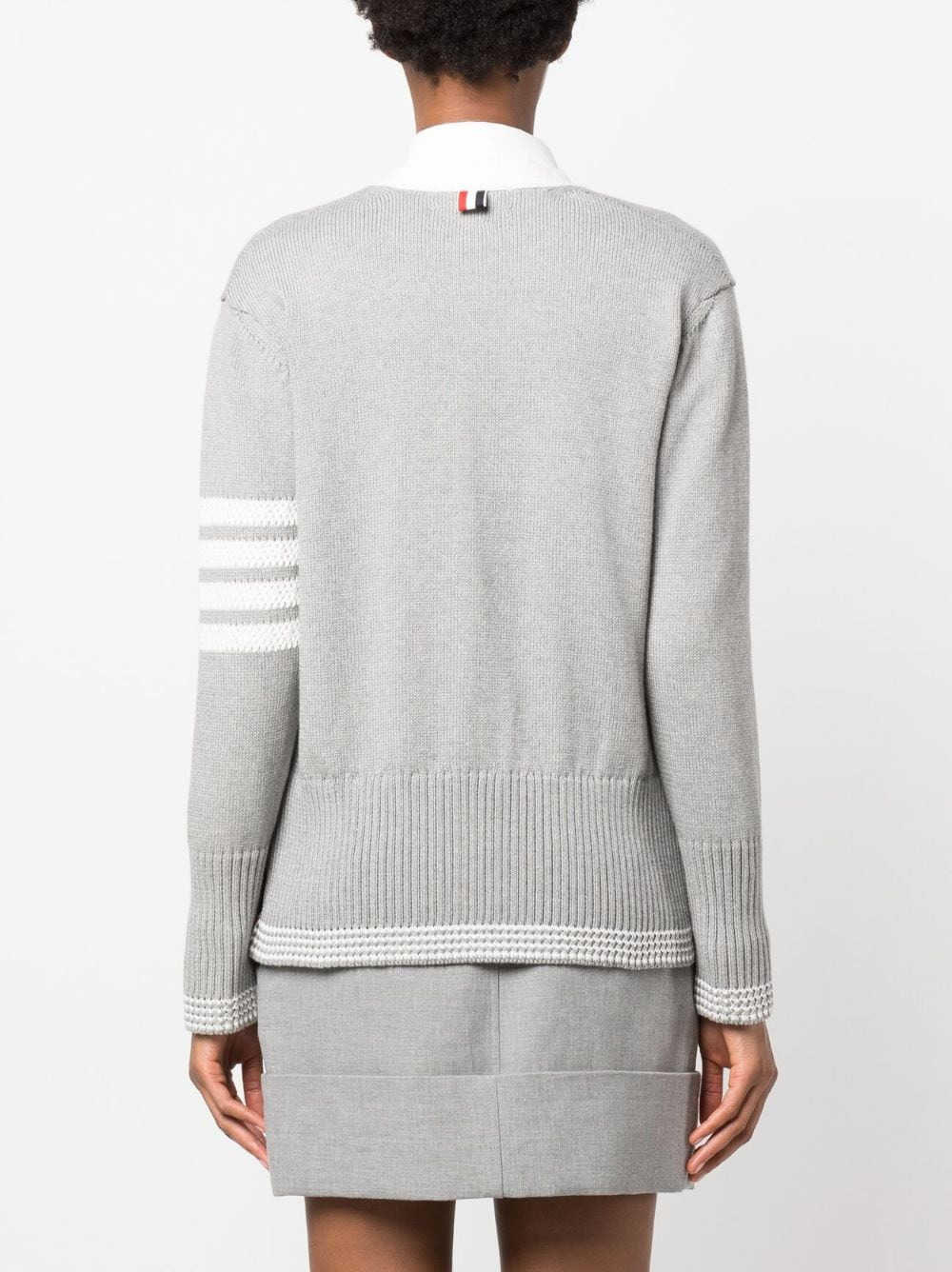 4-Bar V-Neck Cotton Cardigan - 4