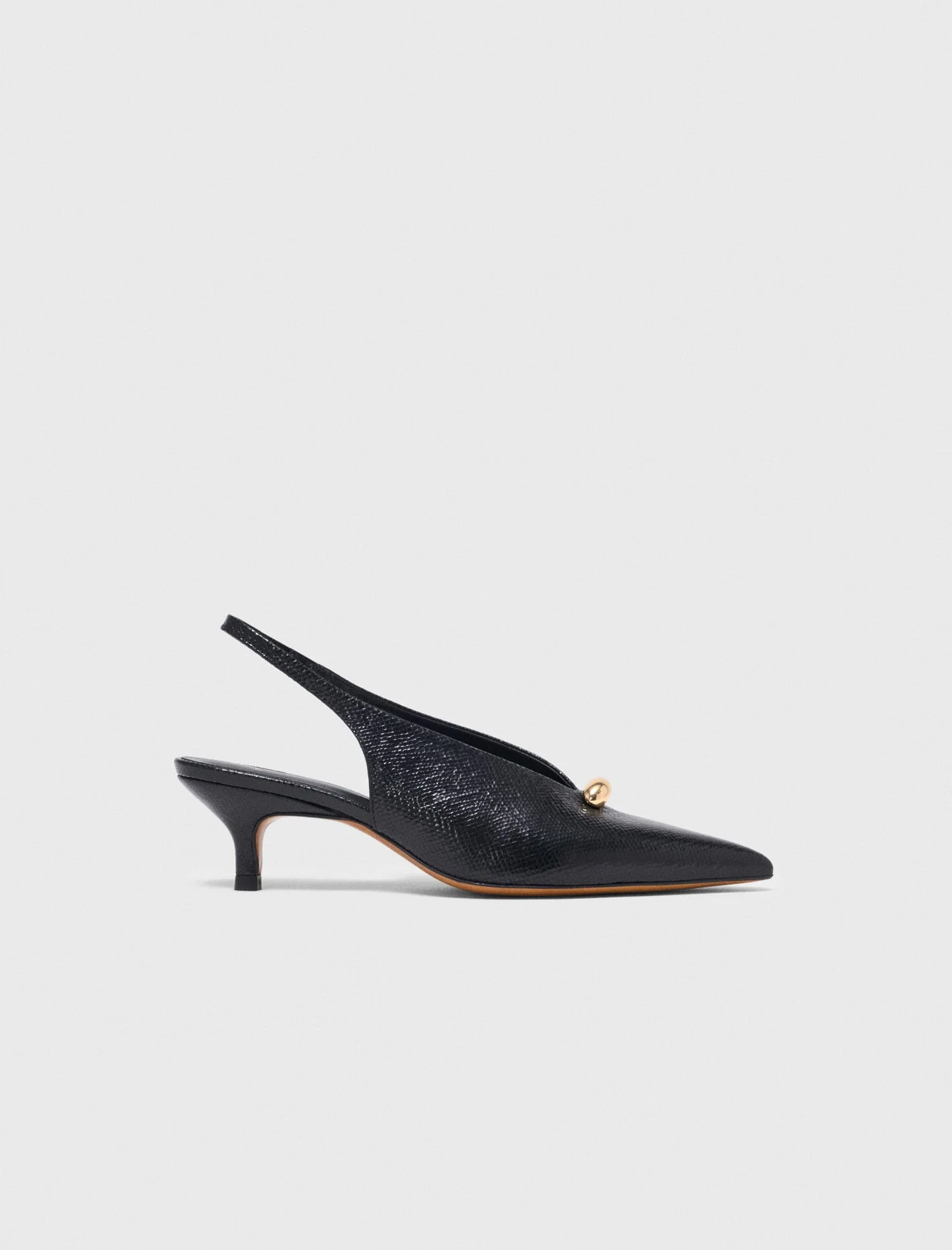Pointed embossed leather slingbacks - 1