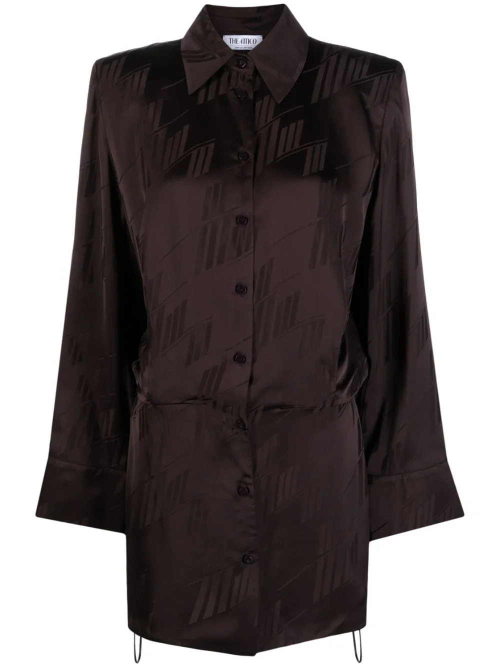 logo-print satin shirtdress - 1