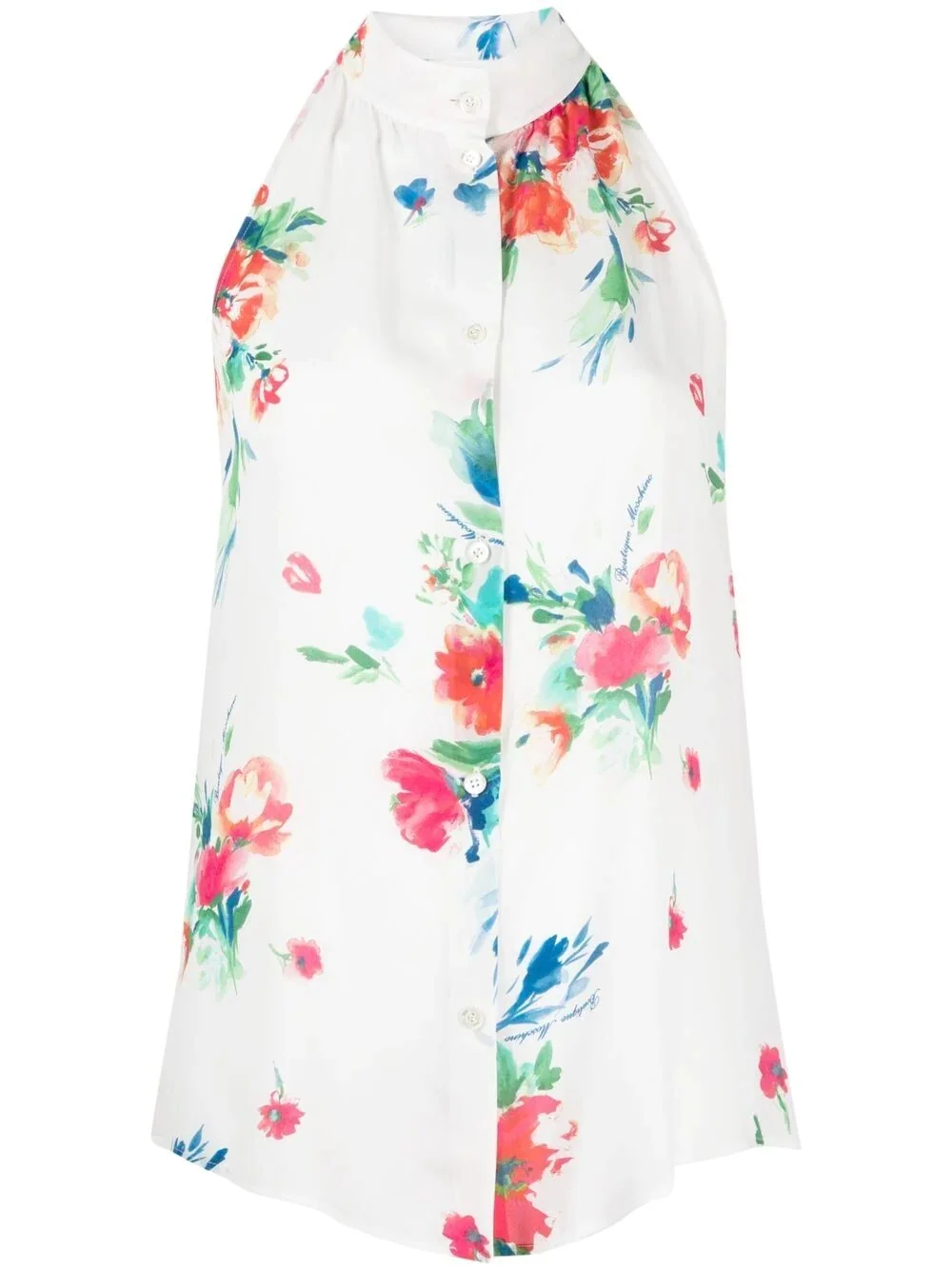 floral-print halterneck blouse - 1