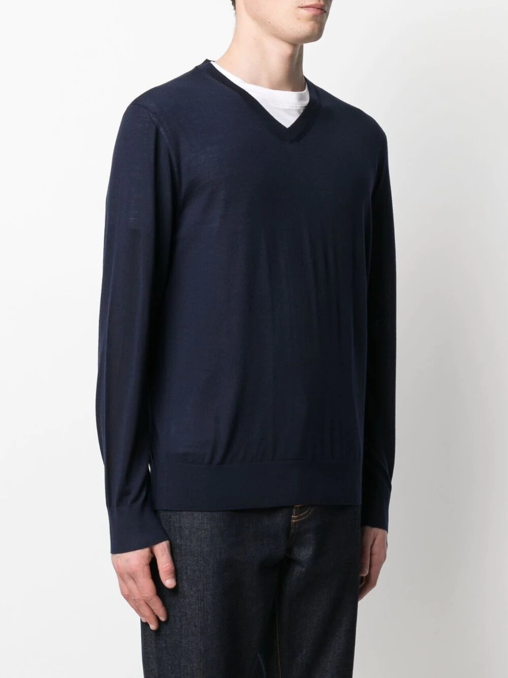 V-neck fine-knit jumper - 3