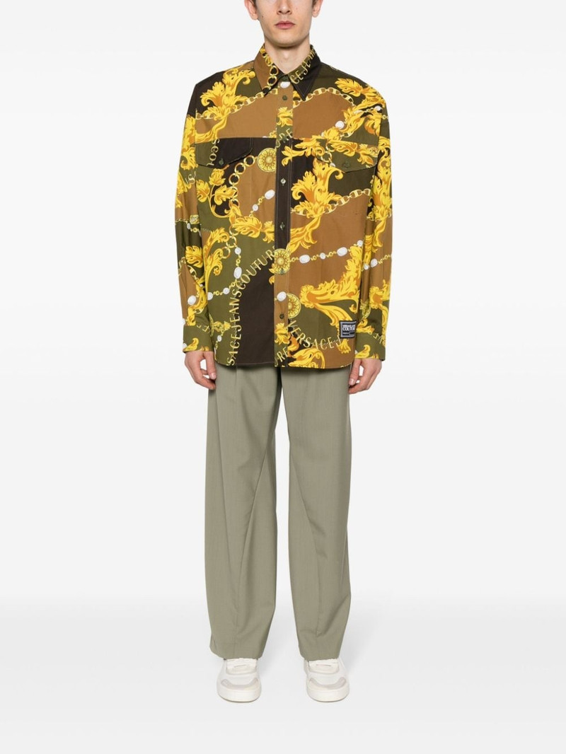 VERSACE JEANS COUTURE Chain Couture-print cotton shirt outlook