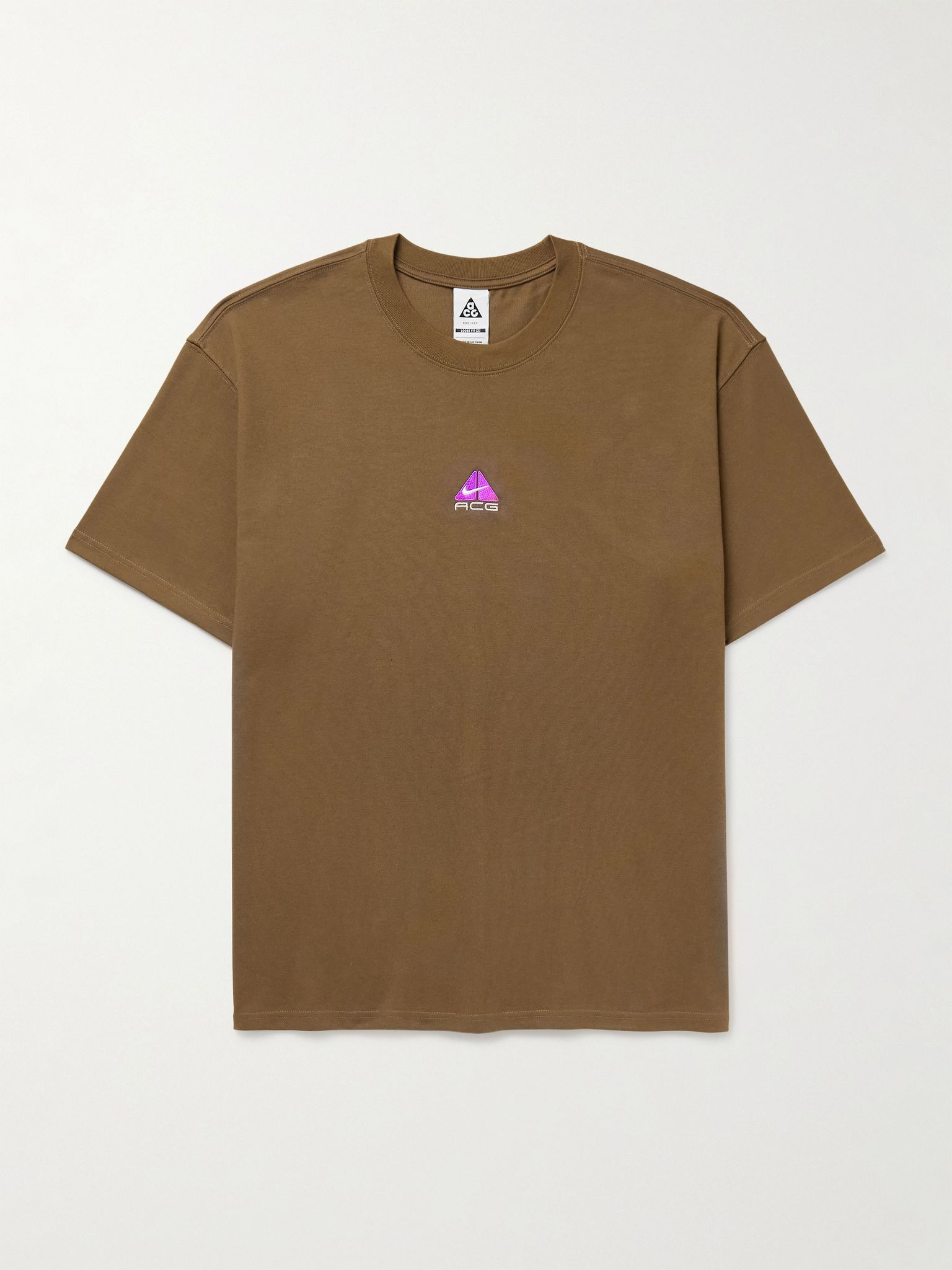 ACG Logo-Embroidered Dri-FIT T-Shirt Brown - 1