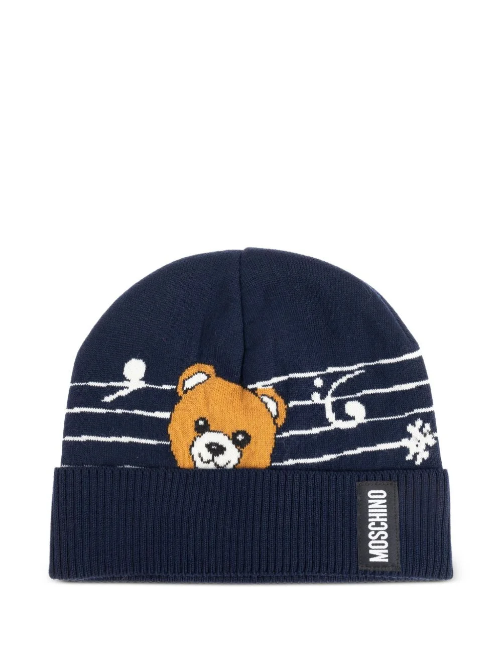 teddy-print musical-note beanie - 1