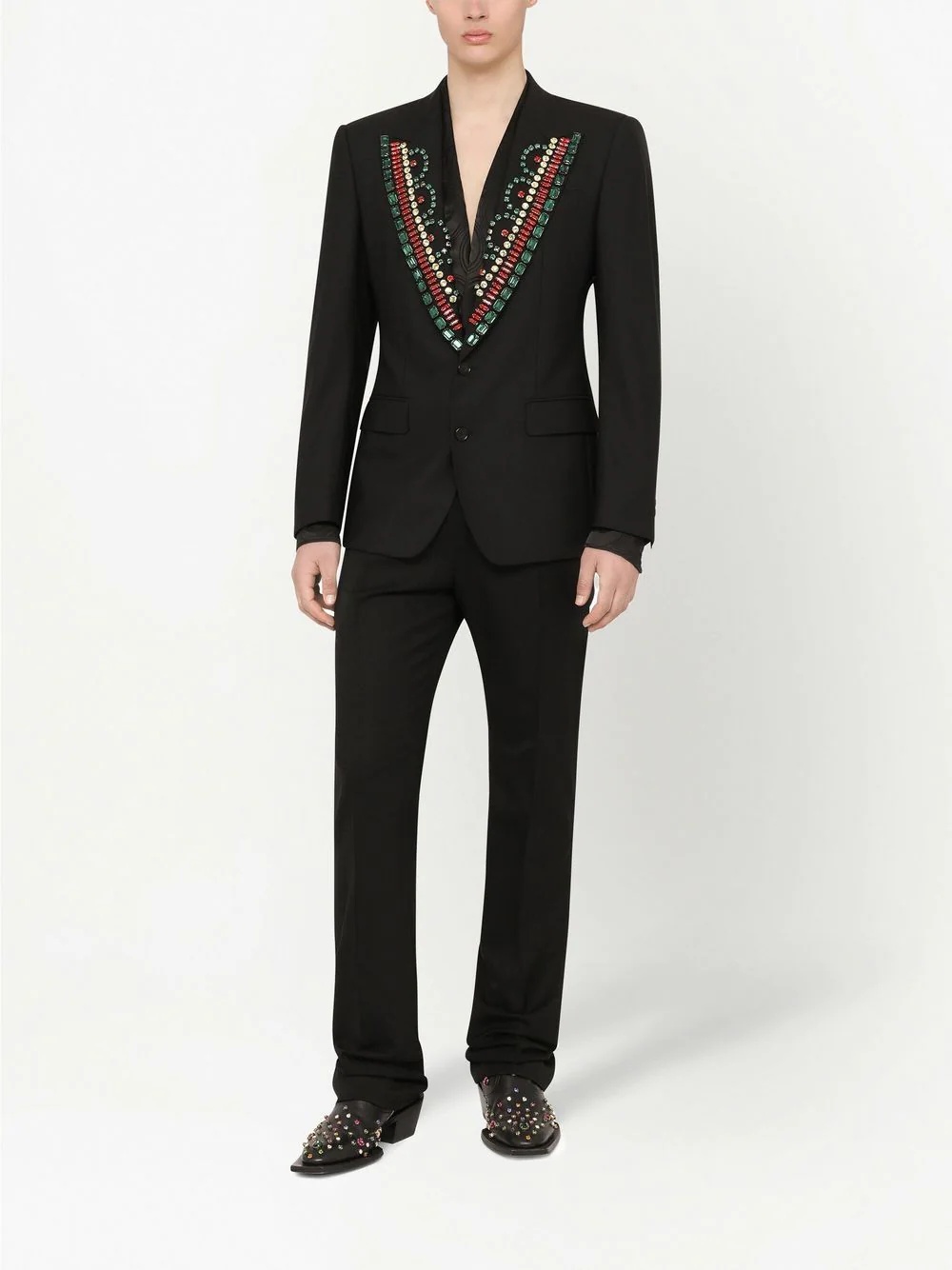 gemstone-embellished tailored blazer - 2