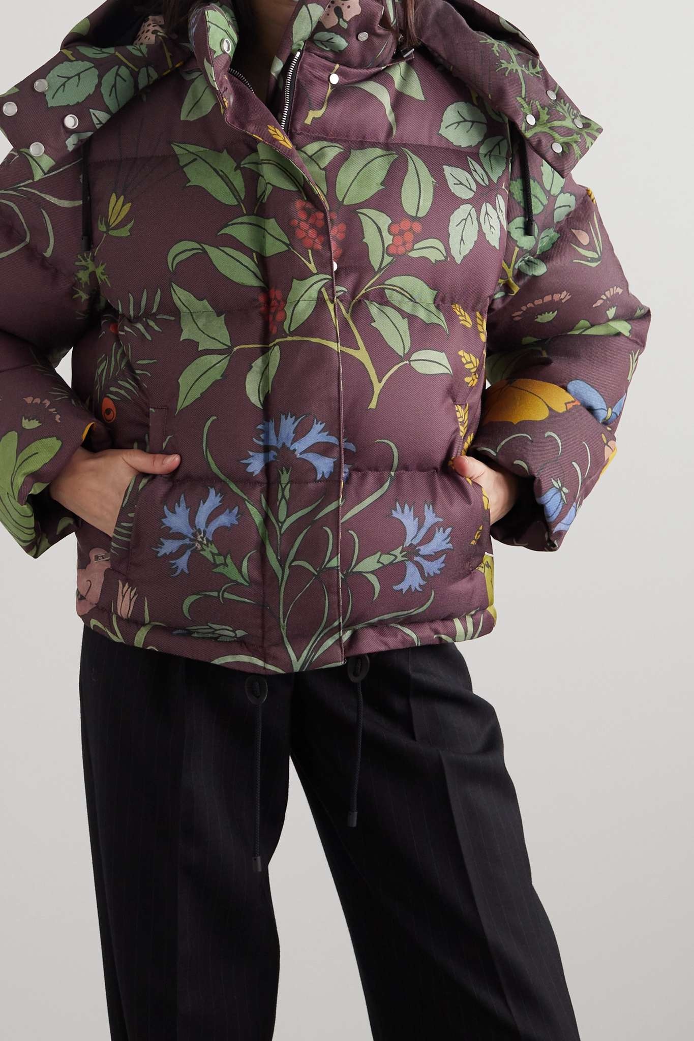 Herbarium floral-print shell down jacket - 3