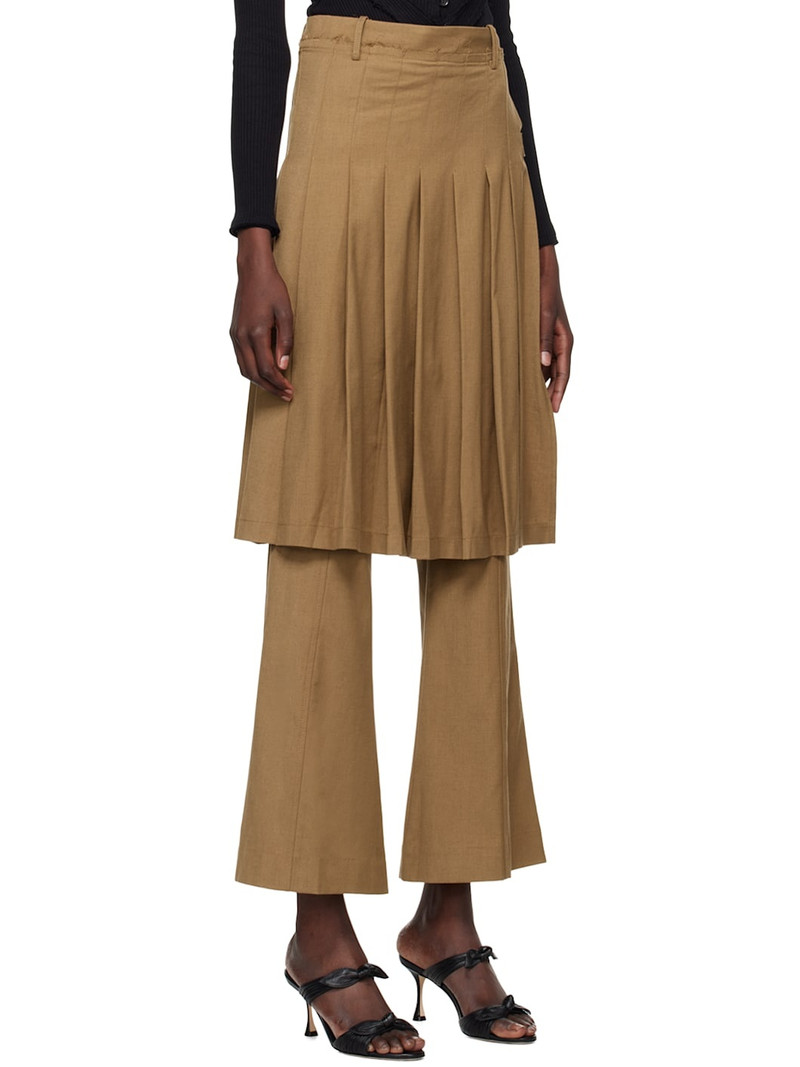Tan Pleated Midi Skirt Trousers 2