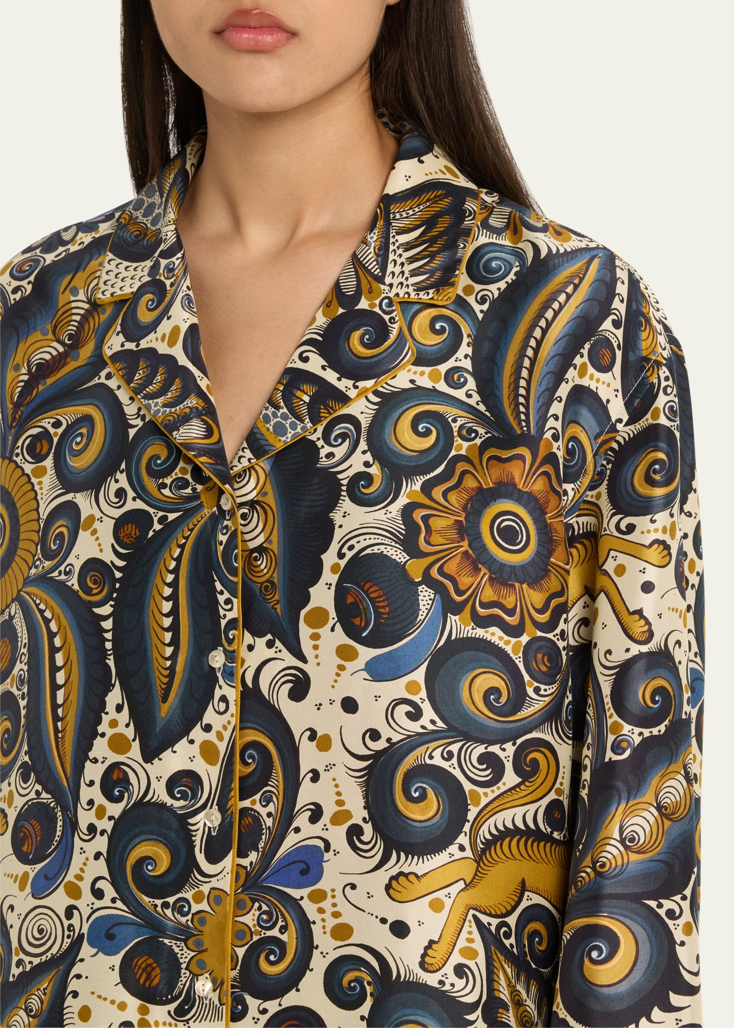 Alvarez Nogal Silk Pajama Shirt - 5