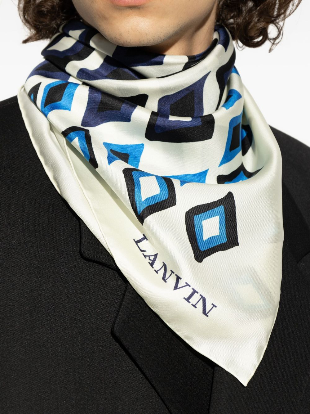 geometric-print silk scarf - 2