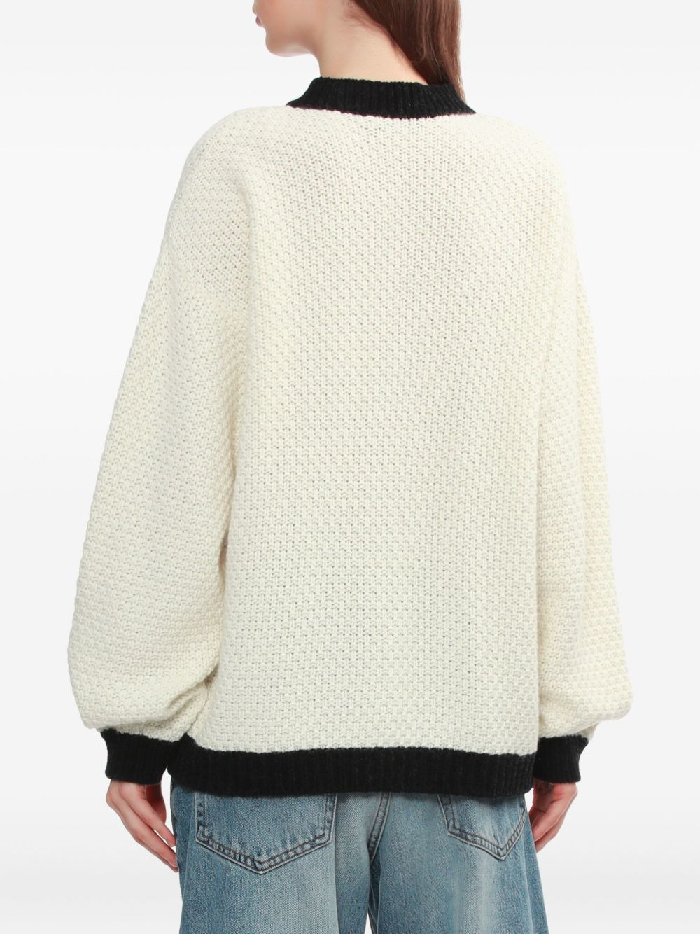 logo-embroidered cardigan - 3