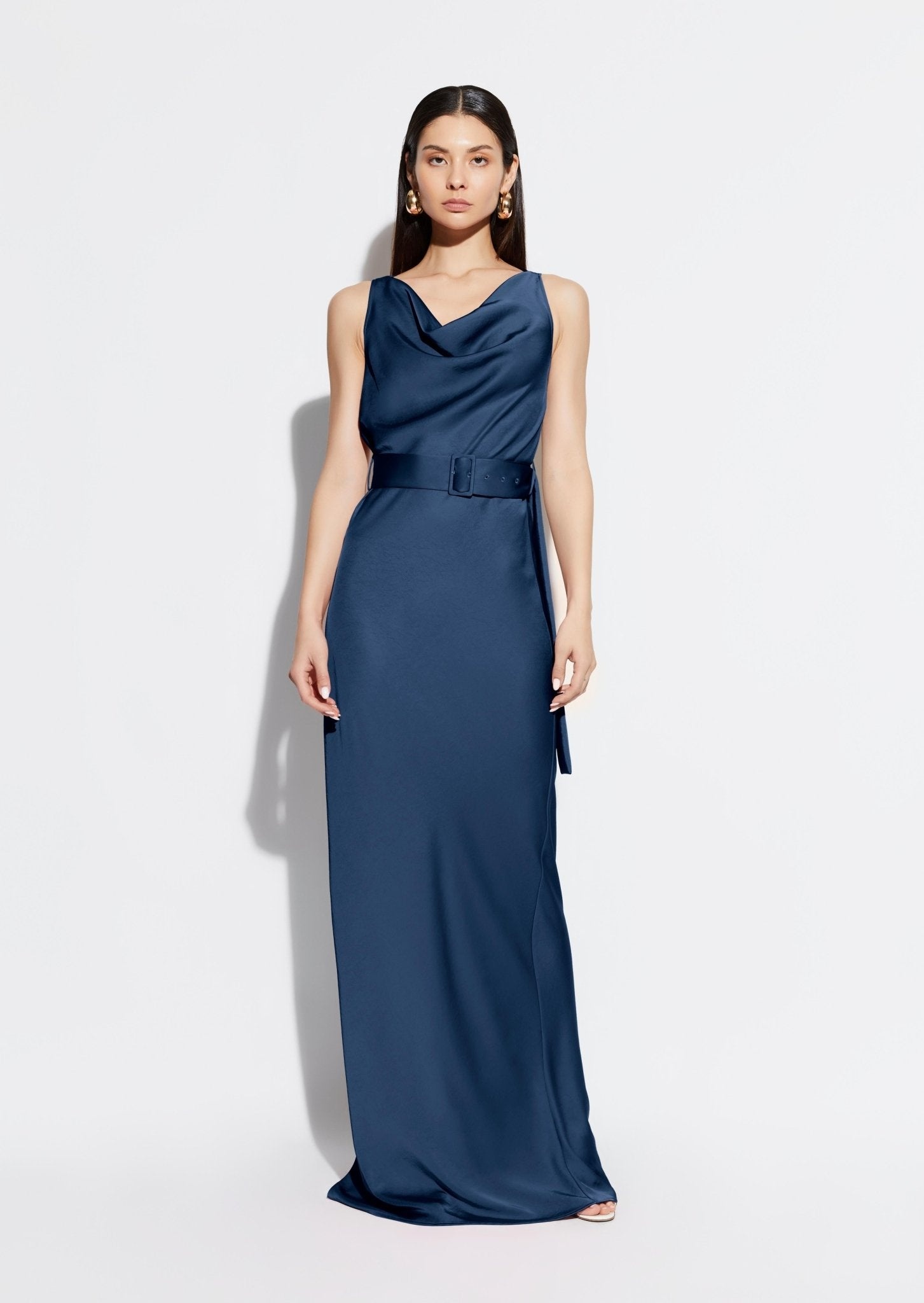Satin Bias Belted Gown - 2