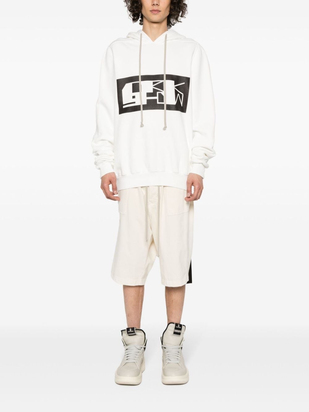 logo-tape organic cotton hoodie - 2