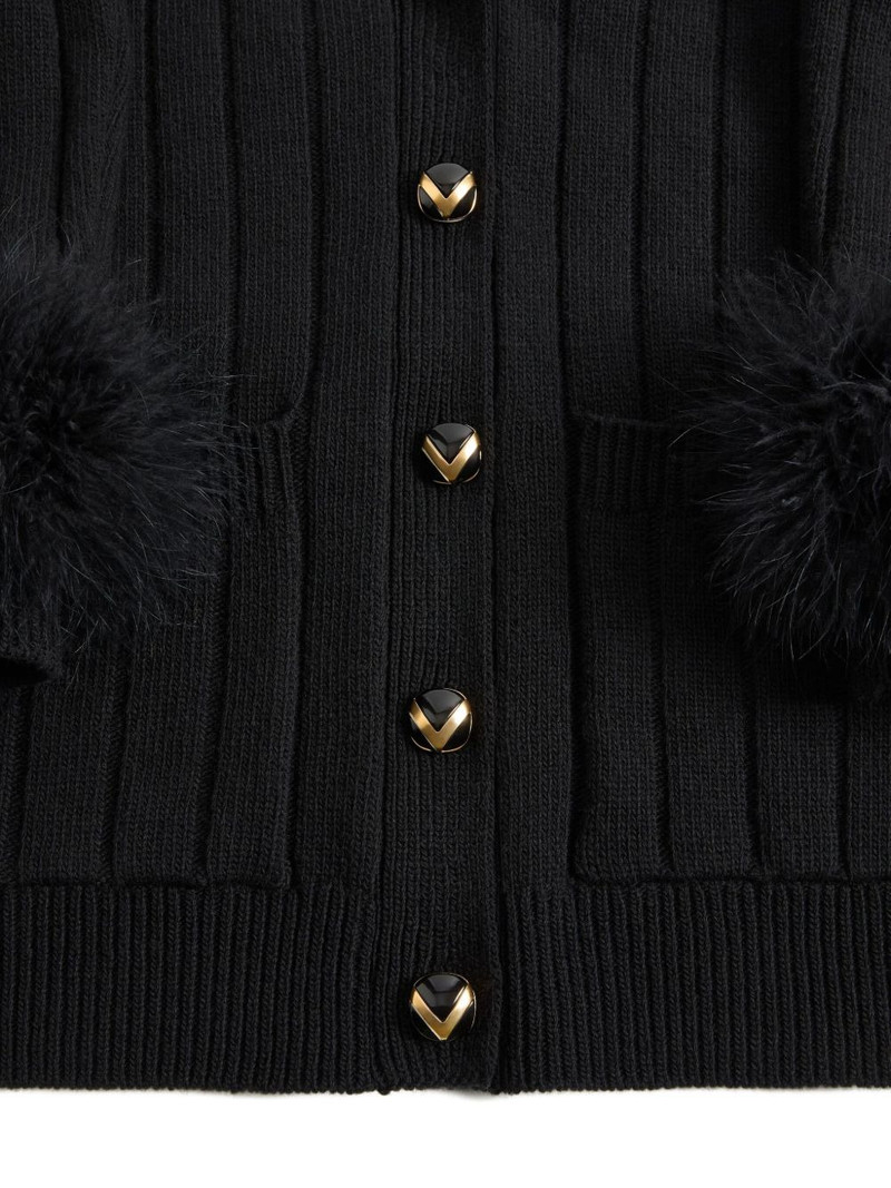 feather-cuff ribbed cardigan 6