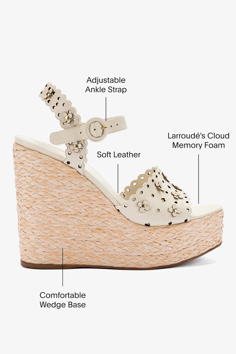 Jasmine Wedge In Ivory Leather 5