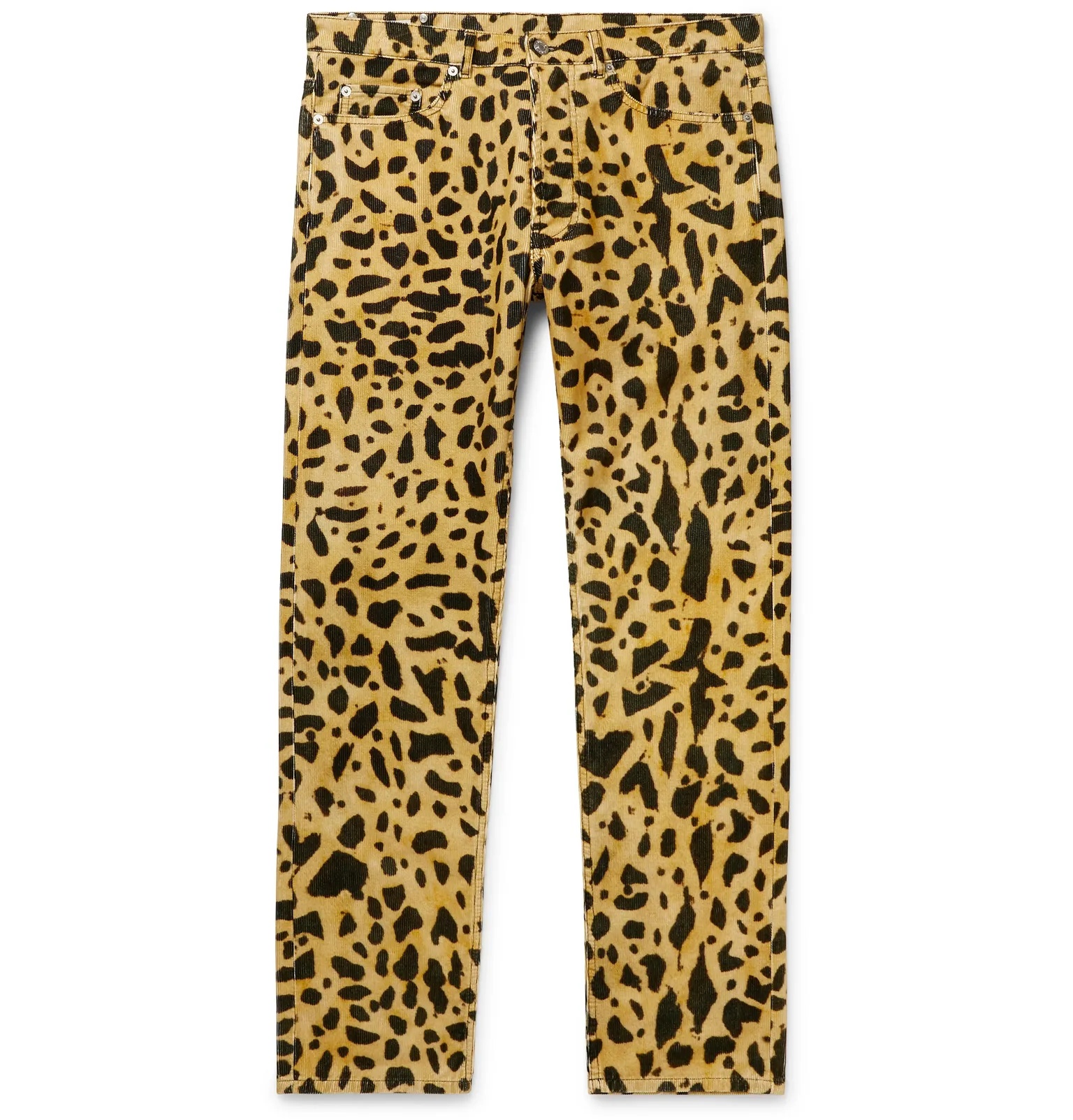 Slim-Fit Tapered Leopard-Print Cotton-Corduroy Trousers - 1