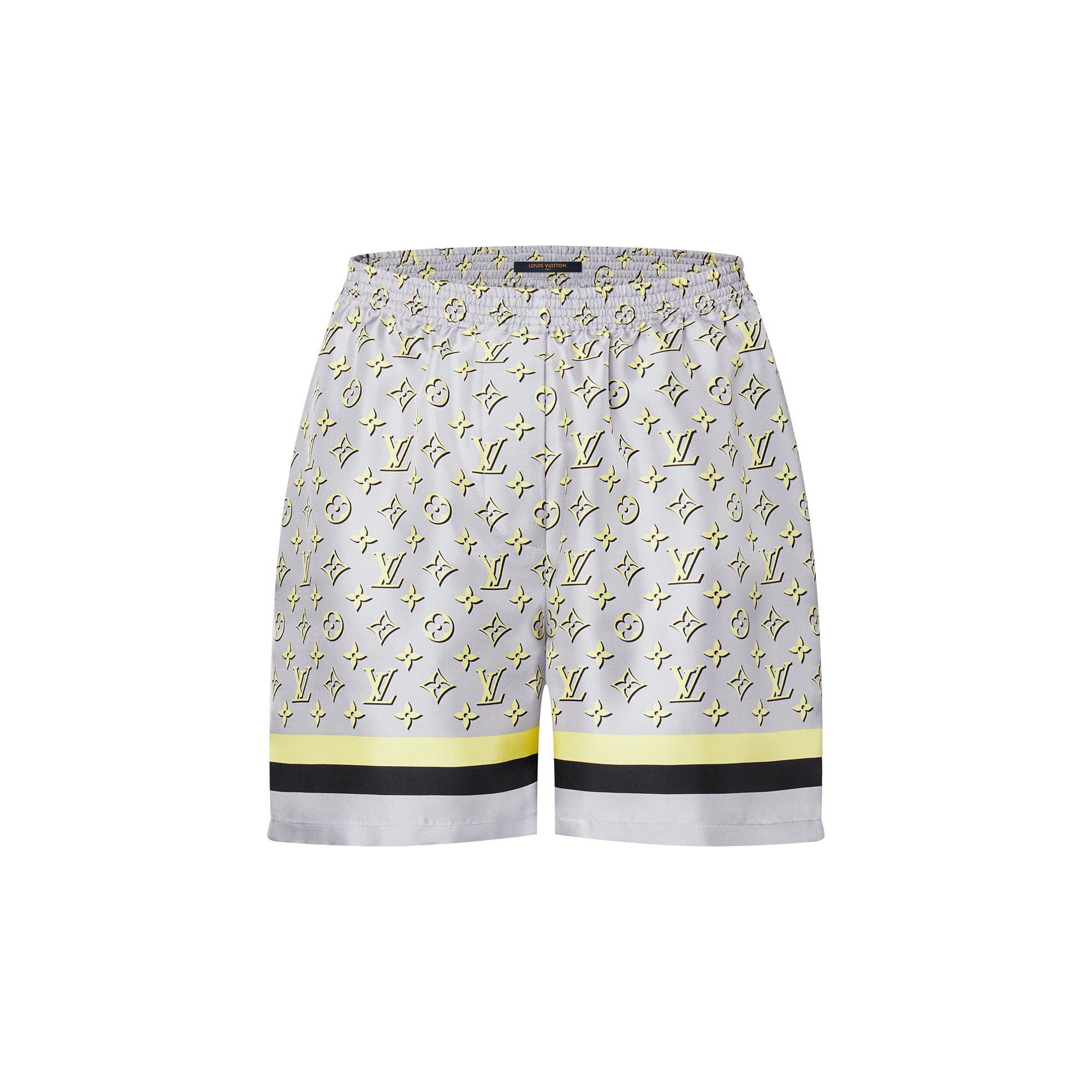 3D Monogram Stripe Accent Pajama Shorts - 1