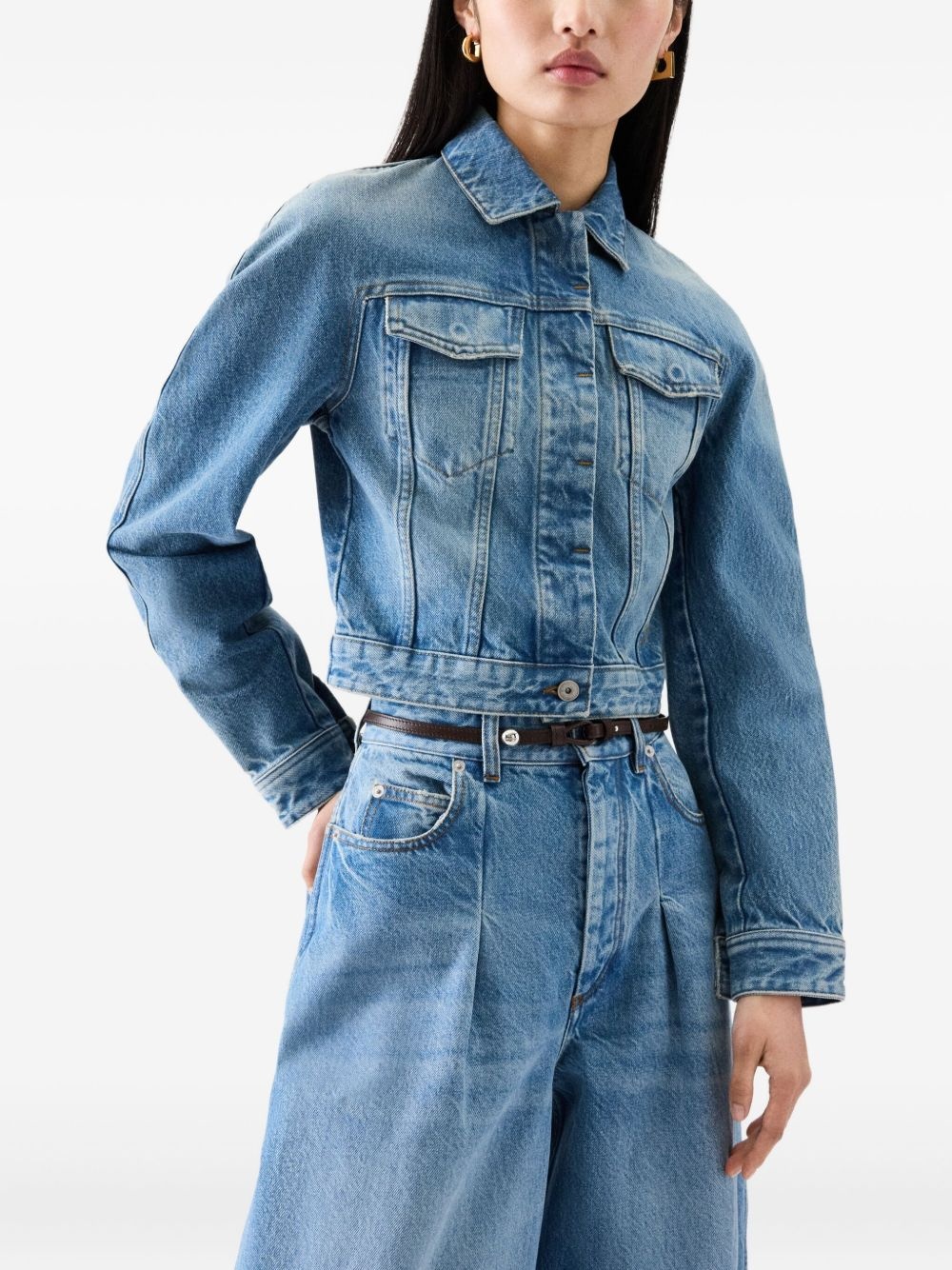 denim cropped jacket - 3