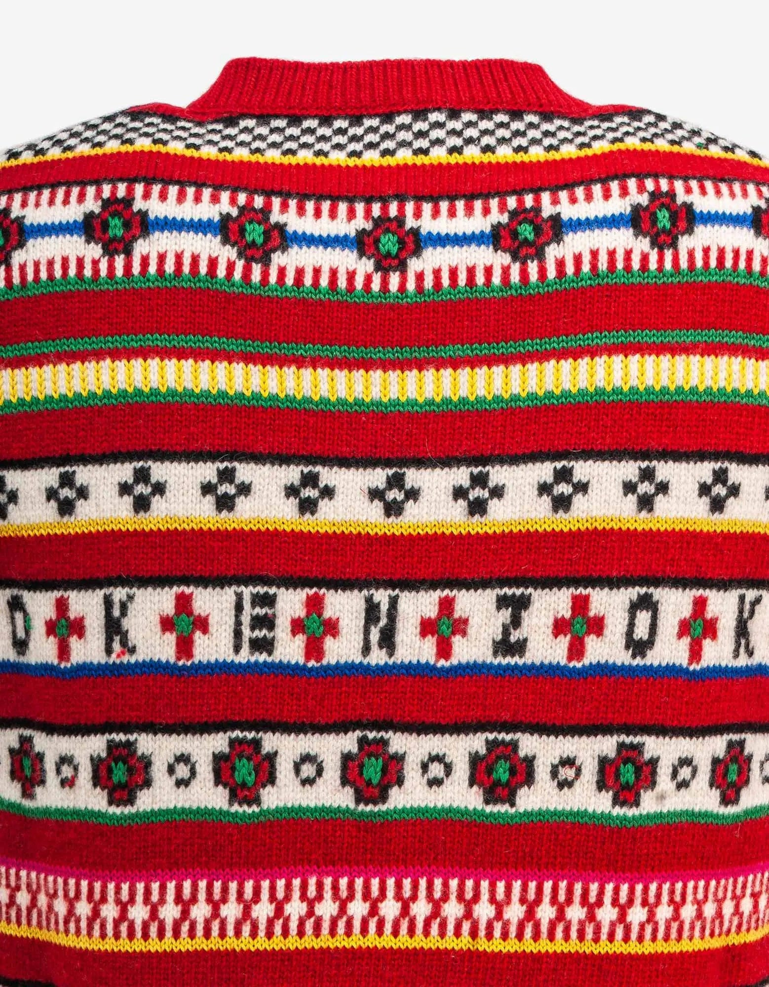 Kenzo Red Fair Isle Jacquard Sleeveless Jumper - 4