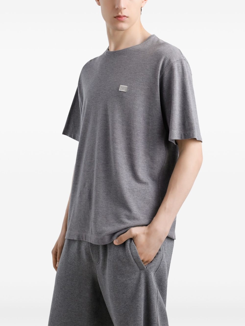 logo-plaque cotton T-shirt - 4