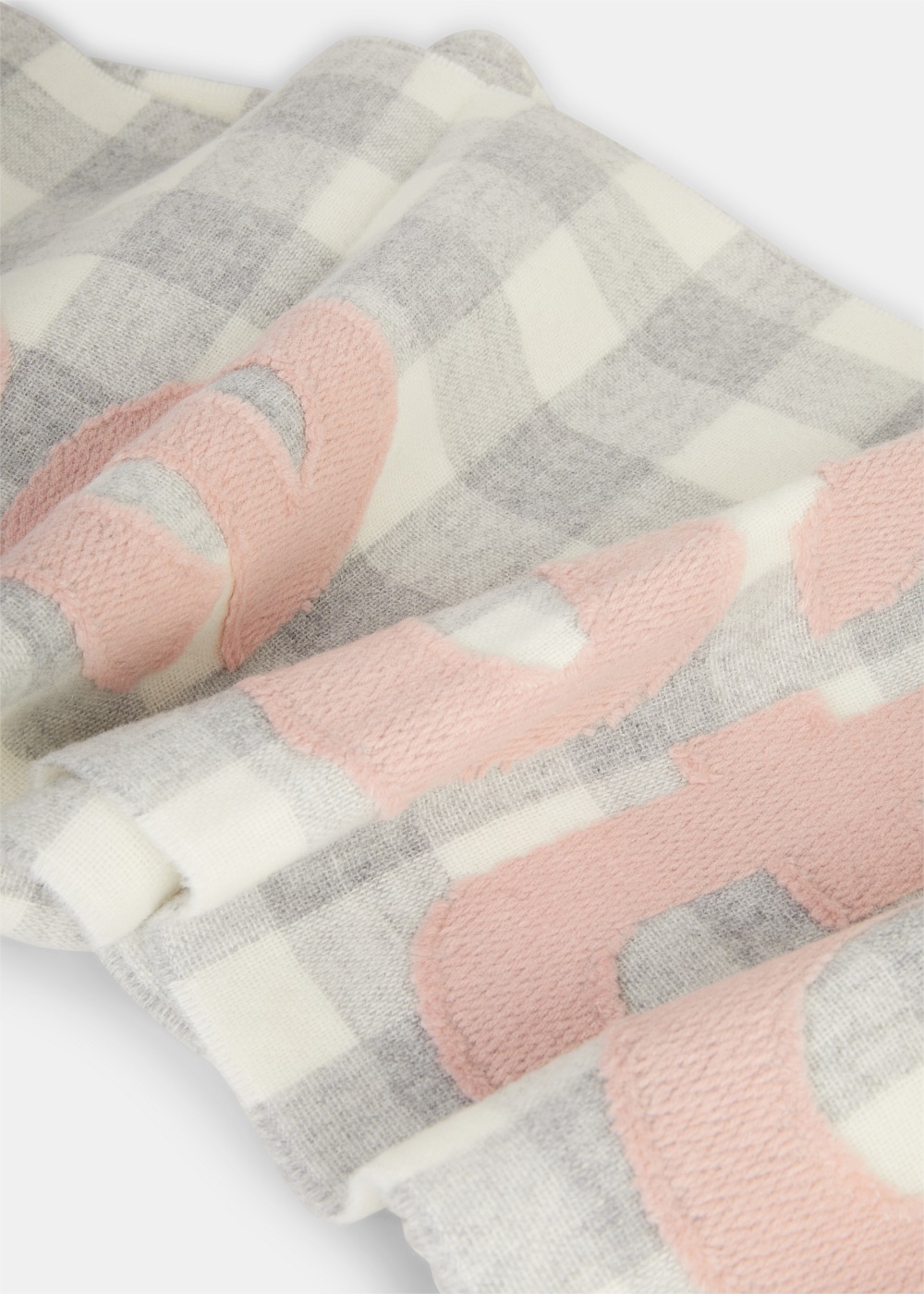 Grey & Pink Check Logo Scarf - 2