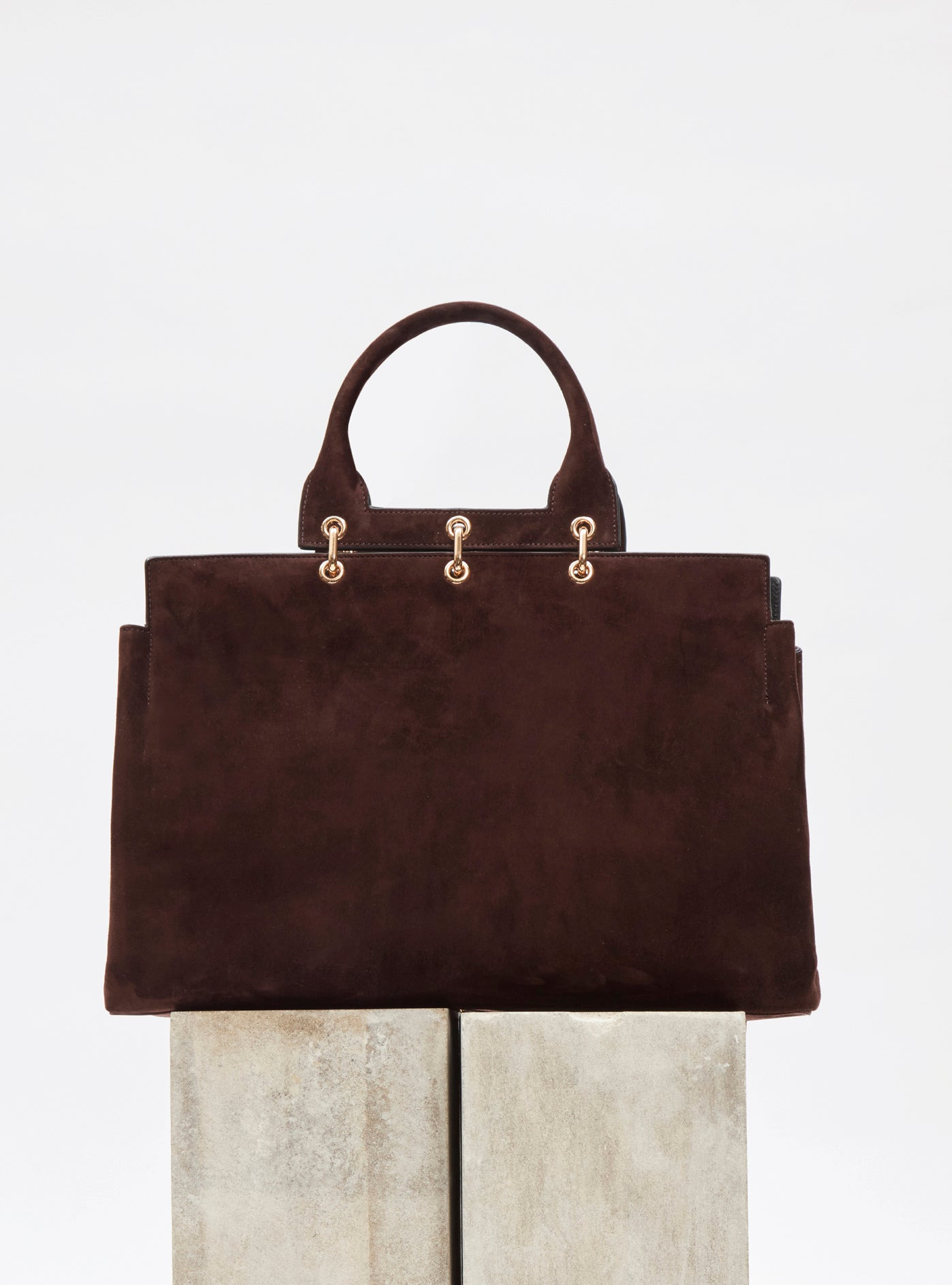 Large Amethyst Bag in Dark Brown Suede - 7