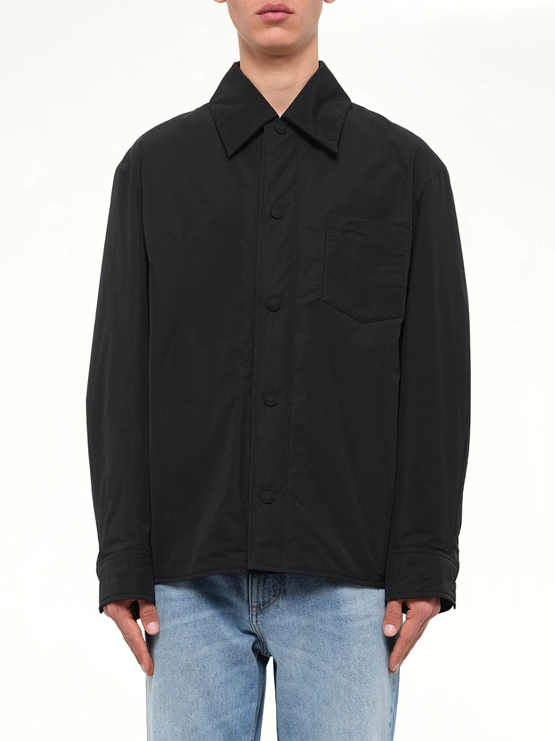 Padded Ami De Coeur Overshirt in Black - 1