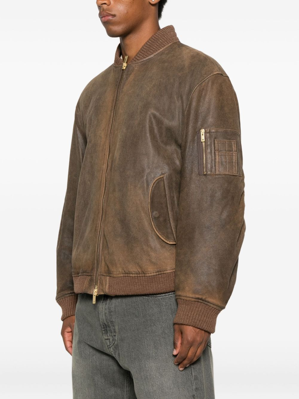 zip-fastening leather jacket - 2