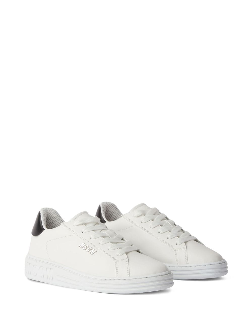 logo-embossed leather sneakers - 2