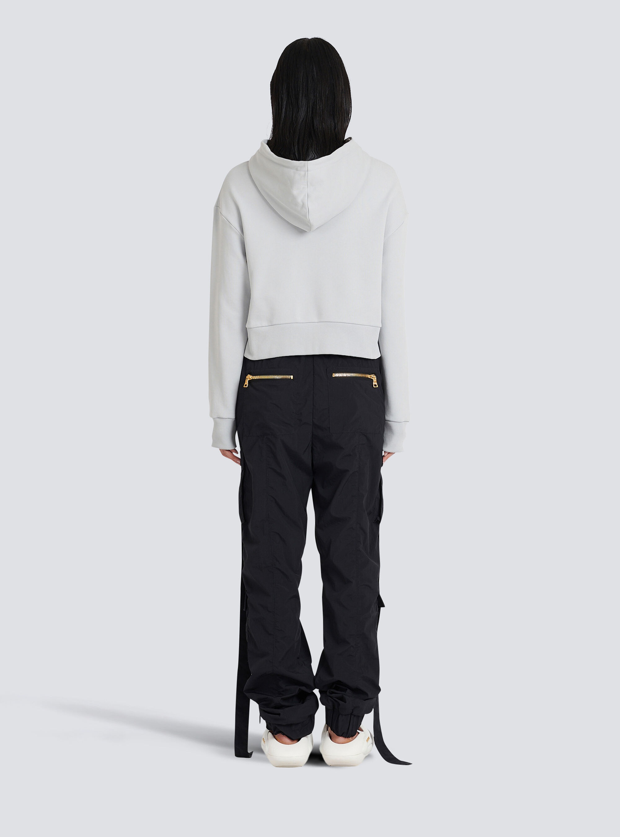 Eco-designed cotton sweatshirt with flocked Balmain logo - 4