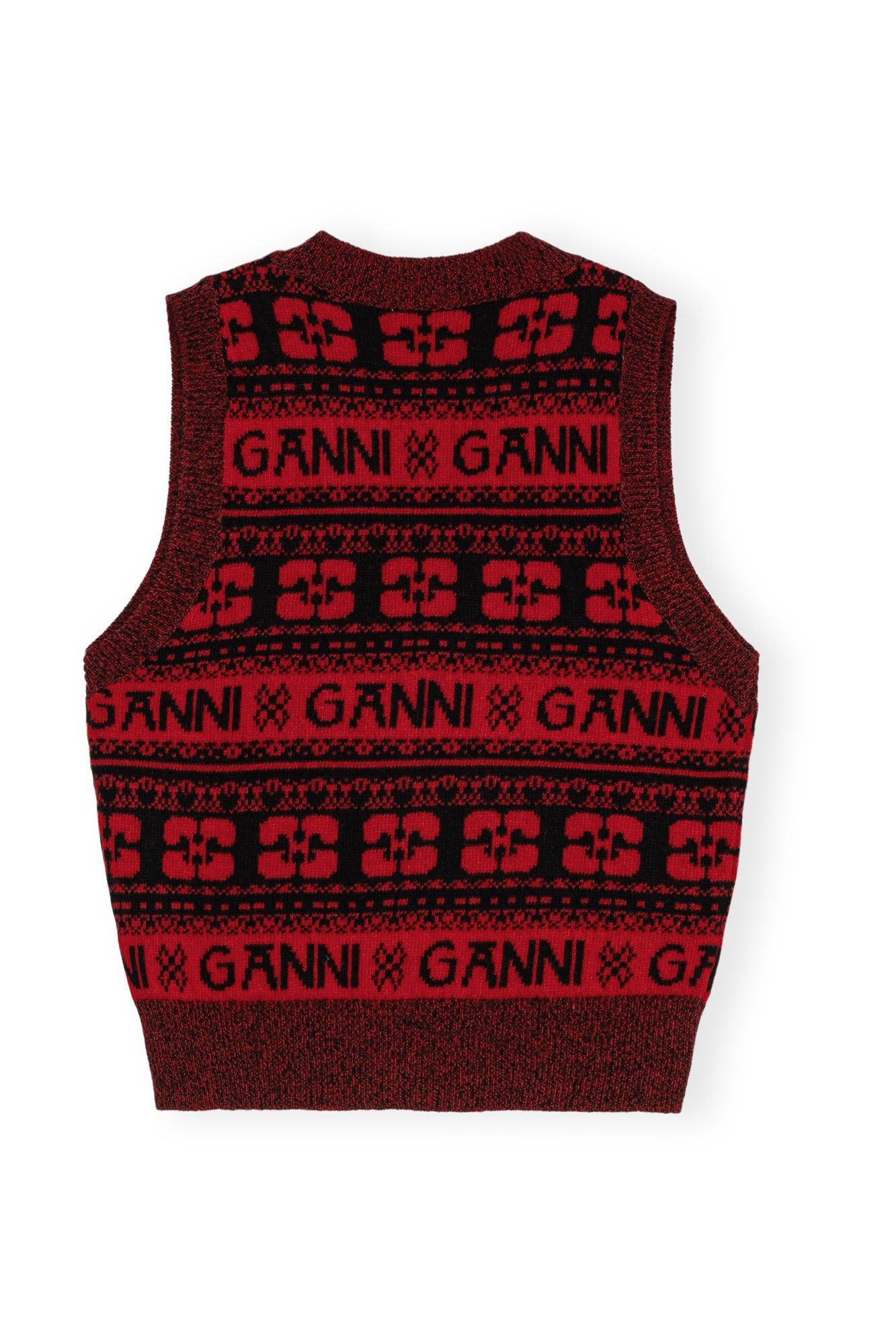 RED SEQUINS LOGO WOOL MIX VEST - 6