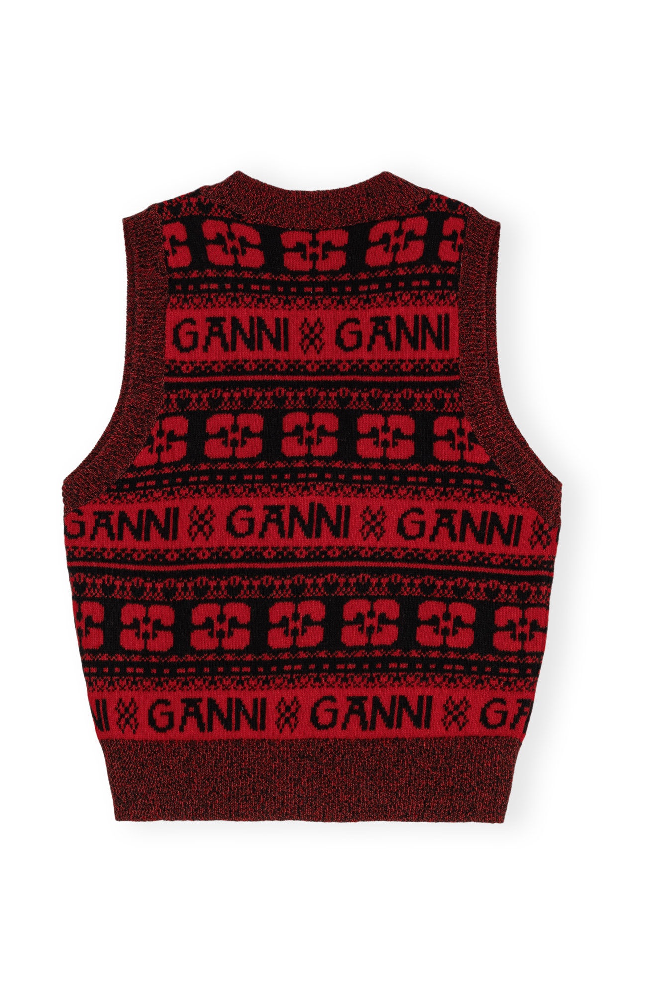 RED SEQUINS LOGO WOOL MIX VEST - 1