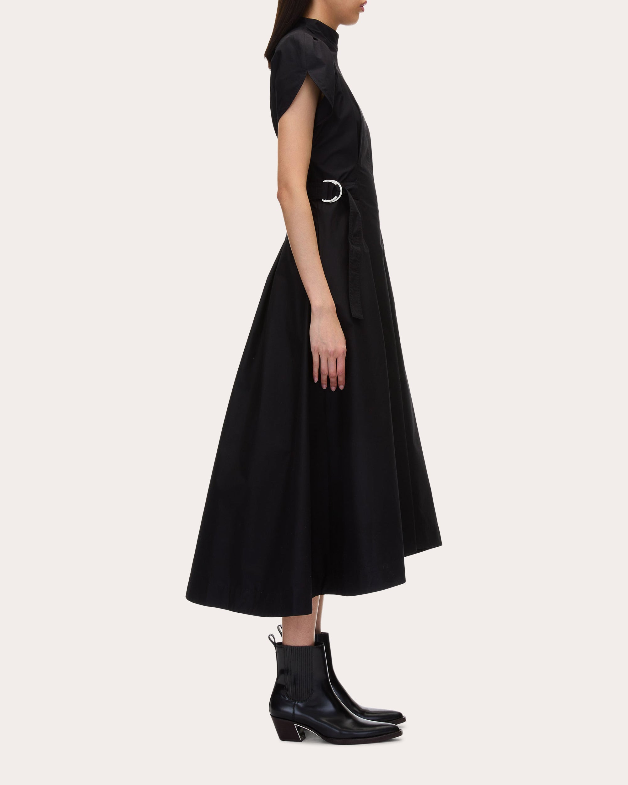 Asymmetric Pleated Cotton-Blend Midi Dress - 3