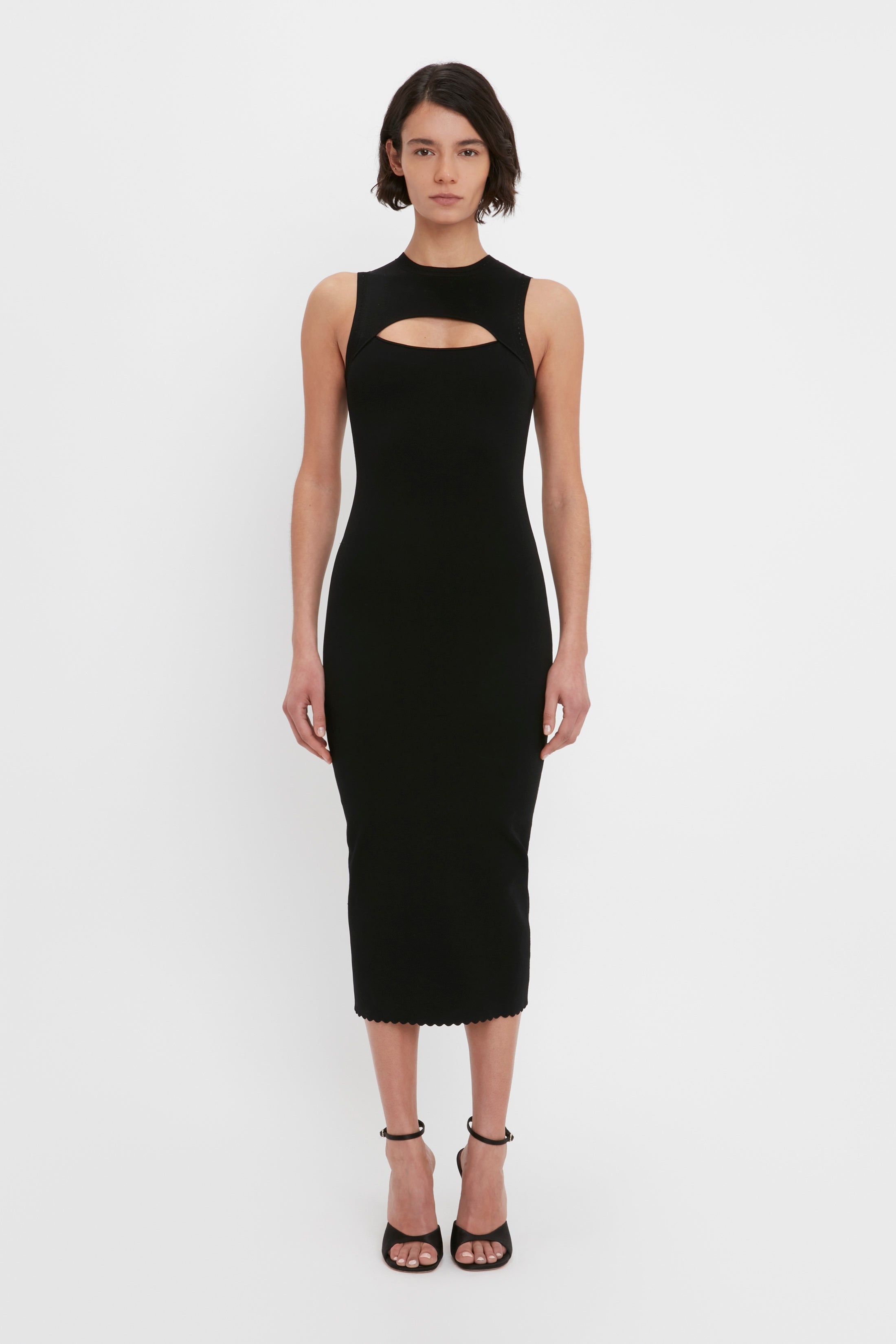 VB Body Slash Front Midi Dress In Black - 2