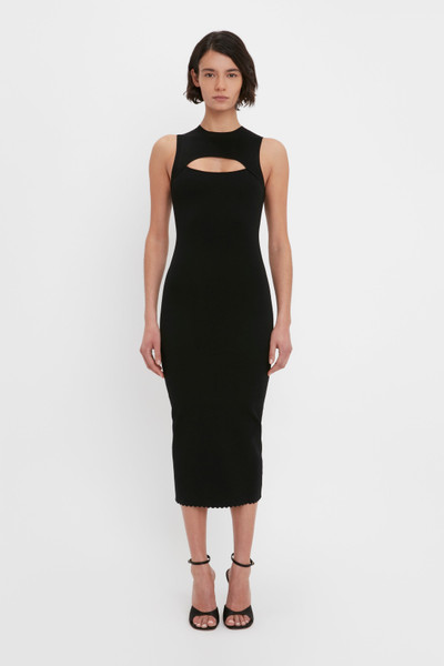 Victoria Beckham VB Body Slash Front Midi Dress In Black outlook