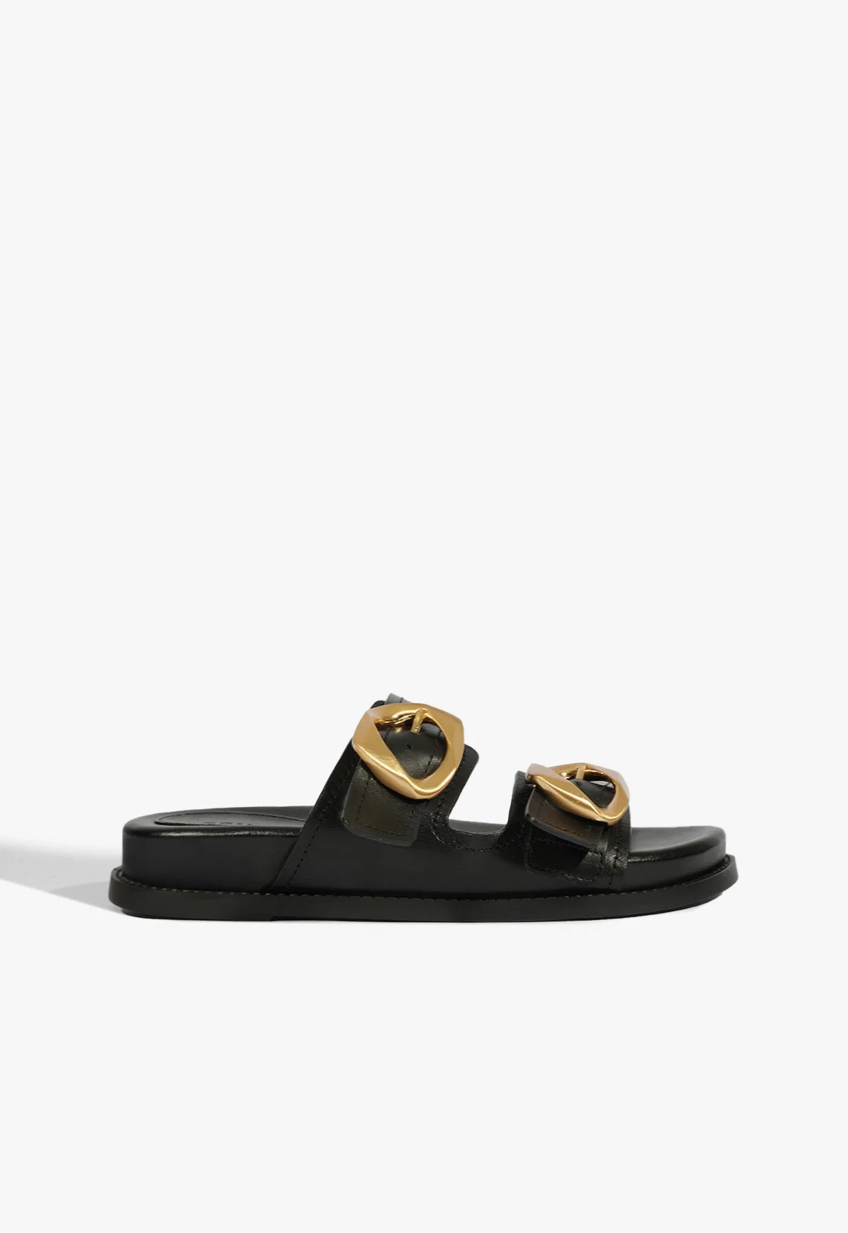 Olga Black Leather Sporty Sandal - 1