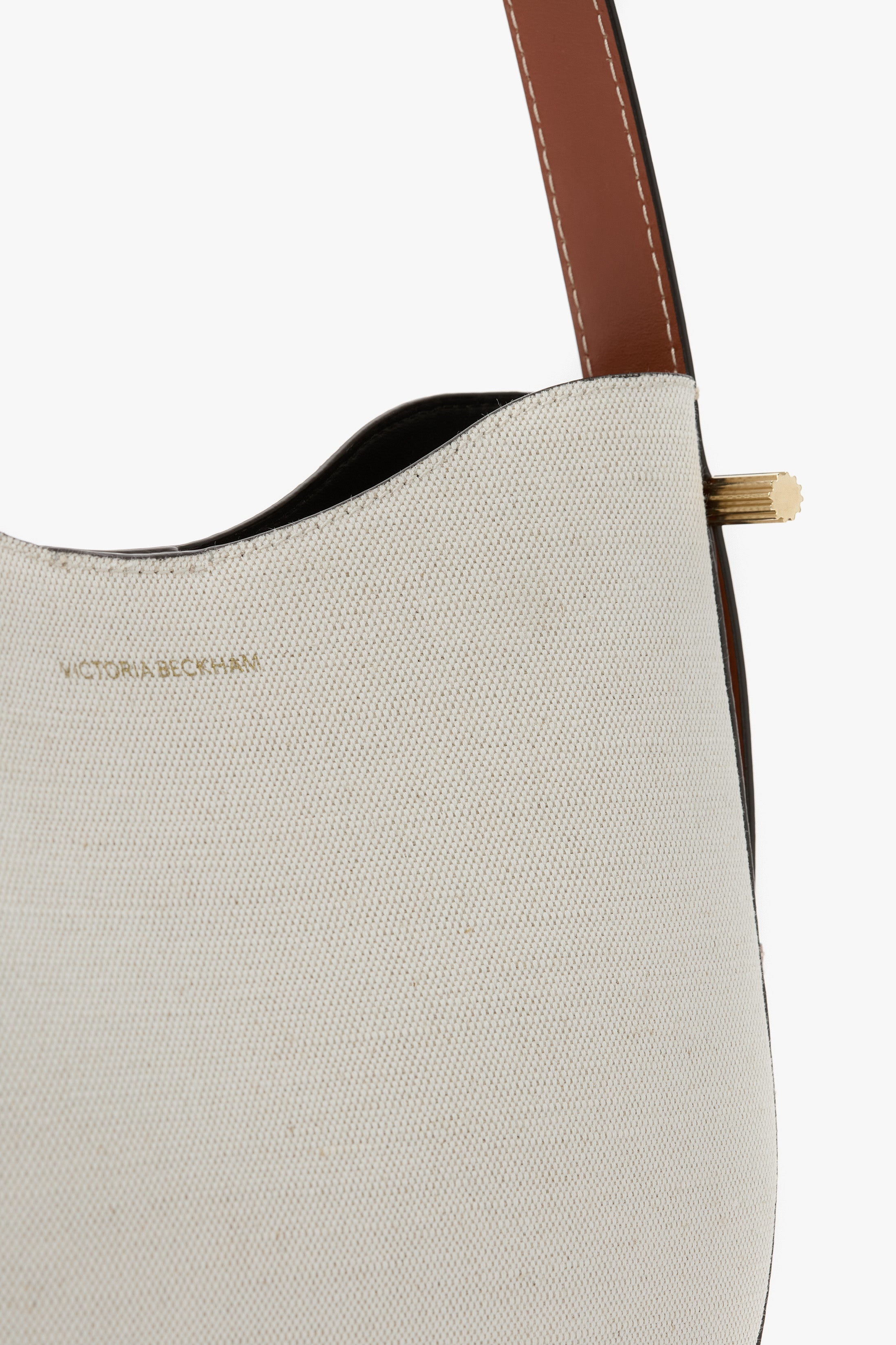 Medium Dia Hobo Bag In Ivory Canvas With Tan Leather - 6
