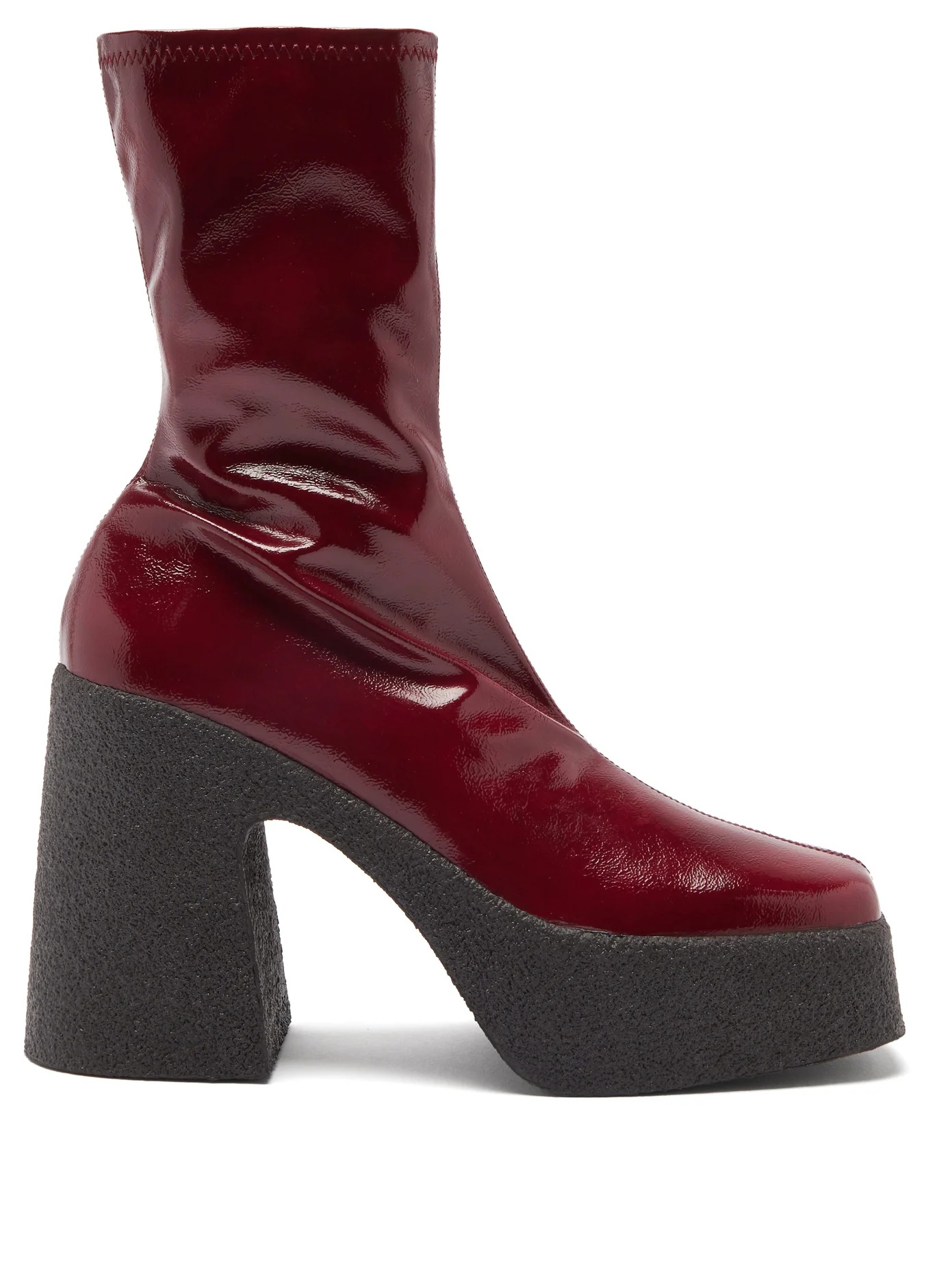 Patent faux-leather platform ankle boots - 1