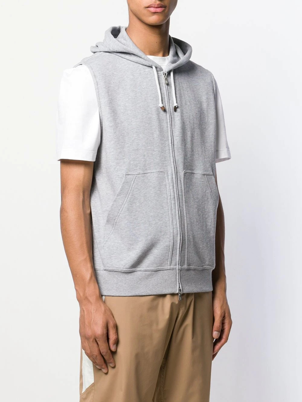 hooded jersey gilet - 3