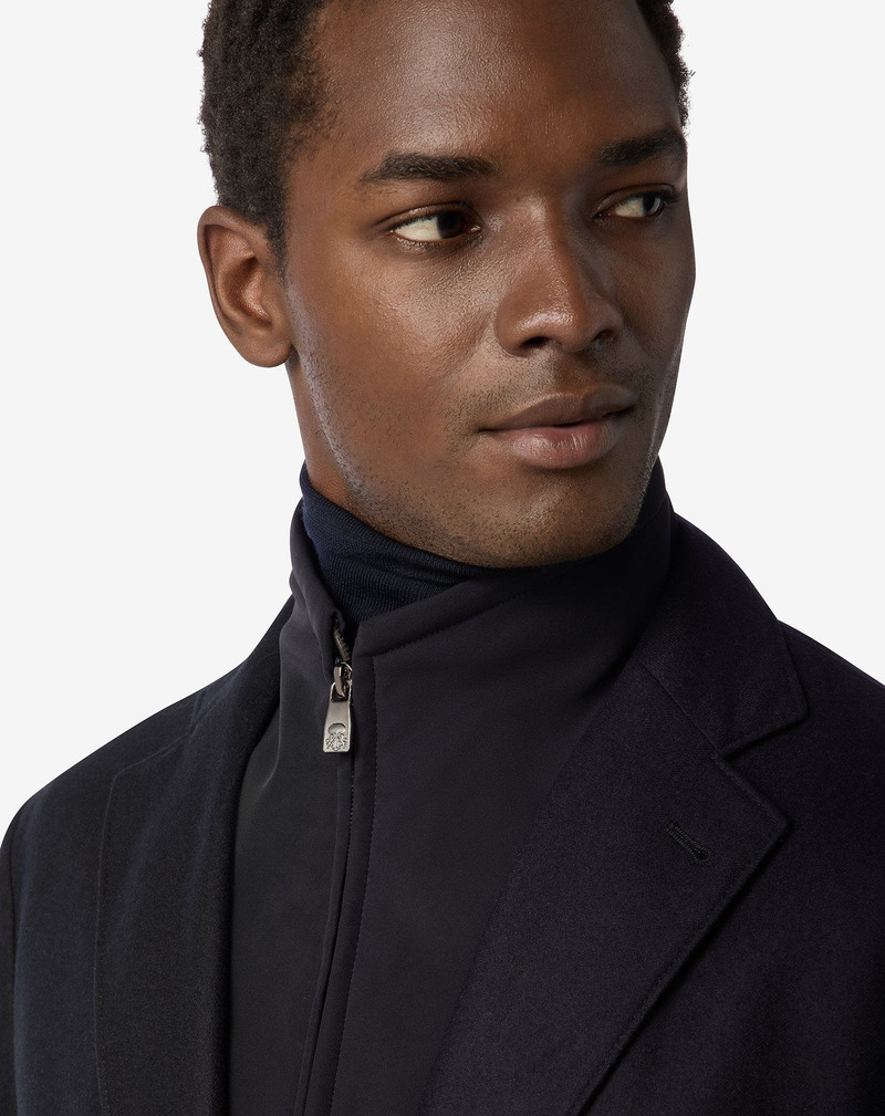Blue techno cashmere jacket with detachable vest 4