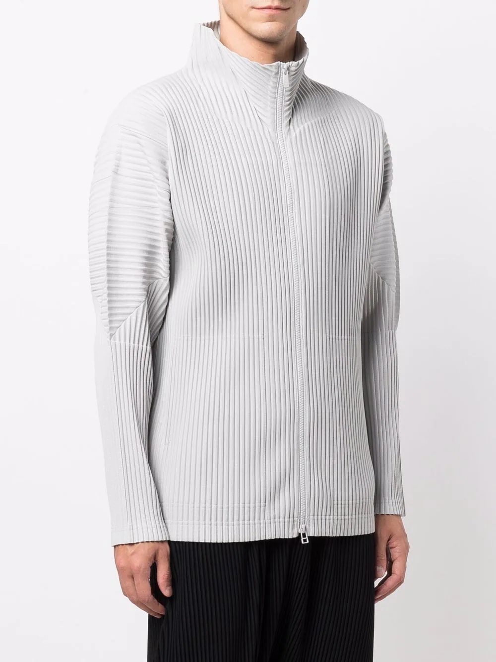 pleated zip-up sweatshirt - 3