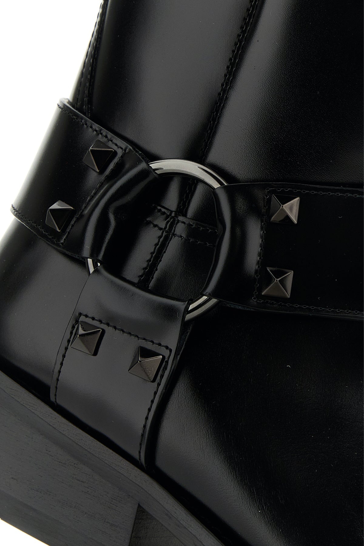 Black leather Biker Rockstud ankle boots - 7