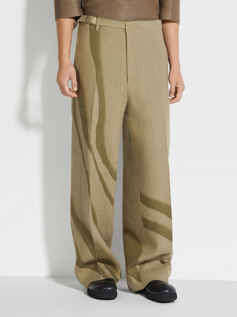 OLIVE GREEN OASI LINO PANTS 5