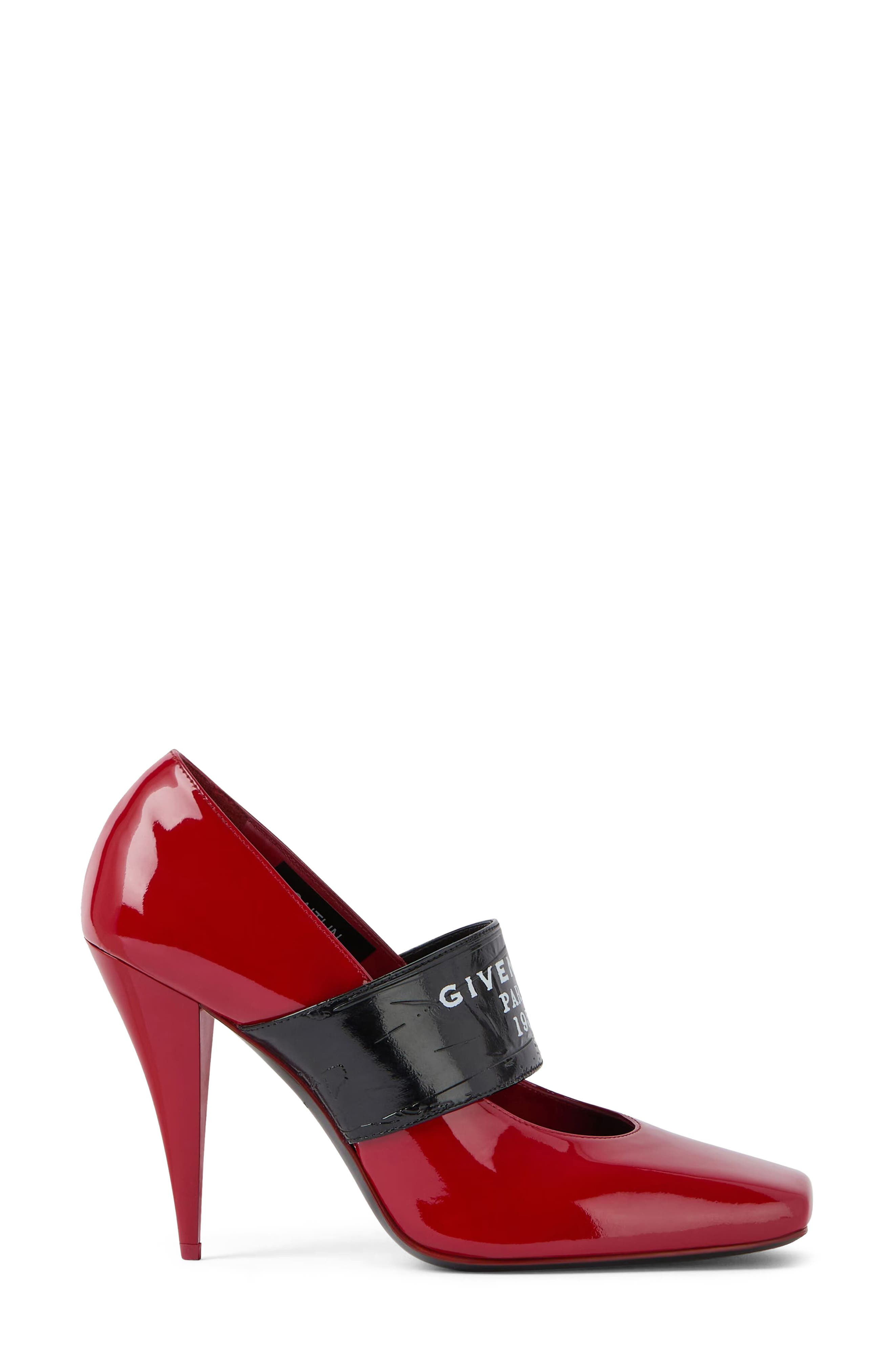 Givenchy Logo Square Toe Mary Jane Pump in Deep Red at Nordstrom - 4