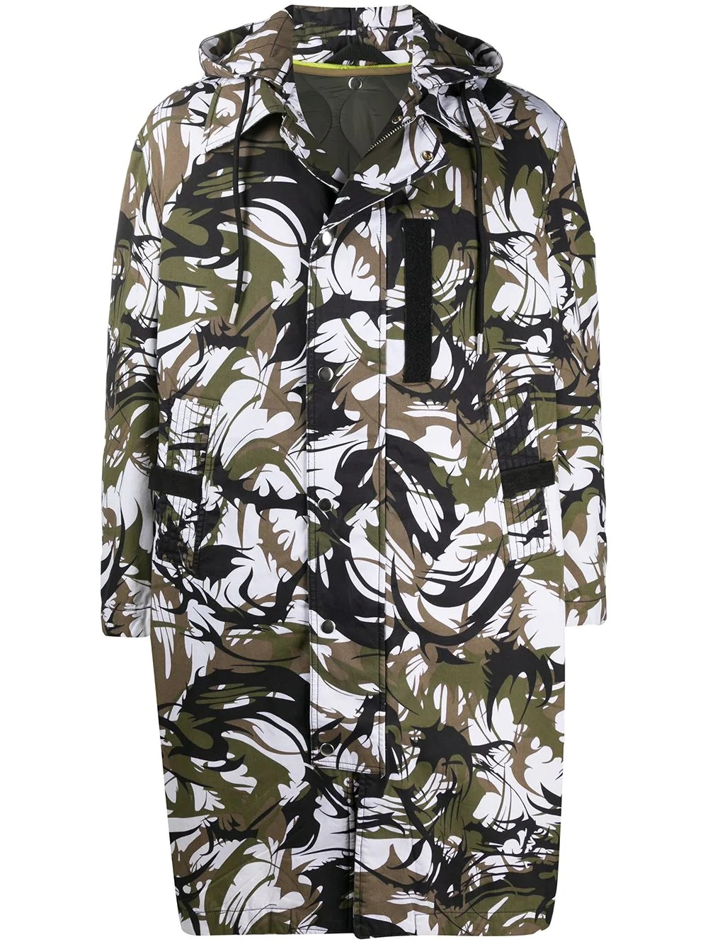 camouflage print hooded coat - 1