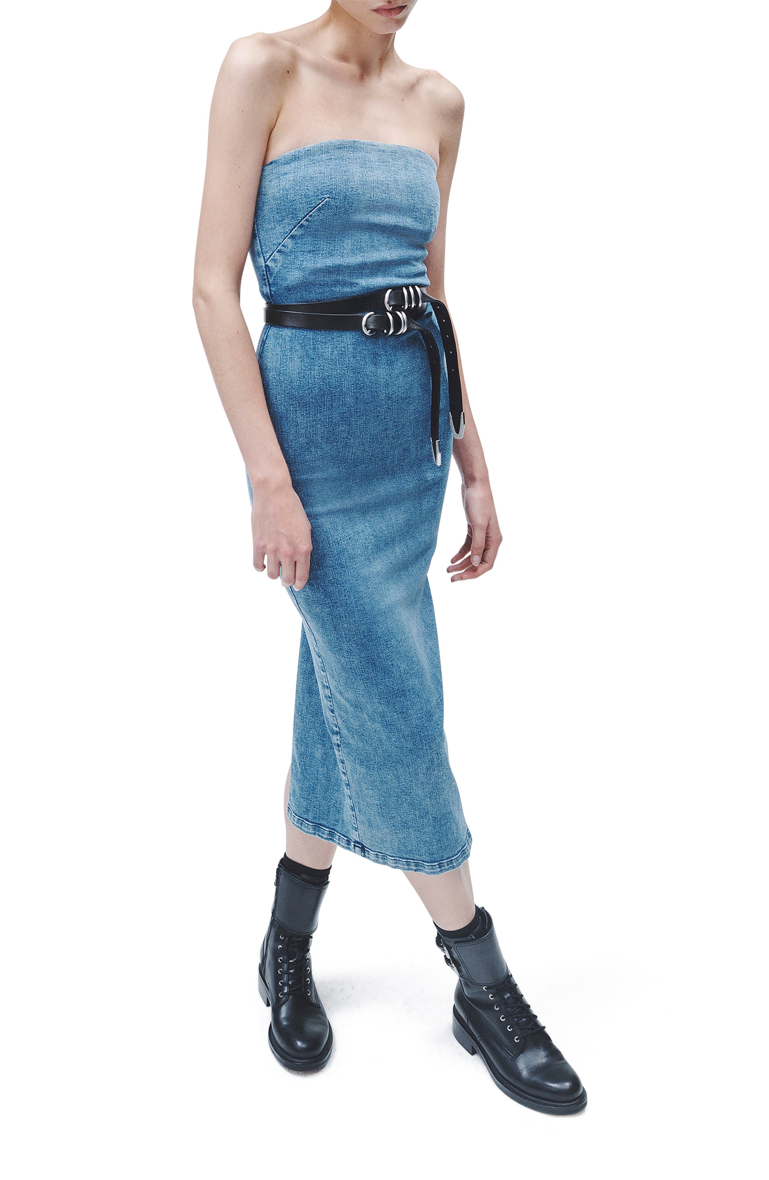 Jasmine Strapless Denim Midi Dress - 5