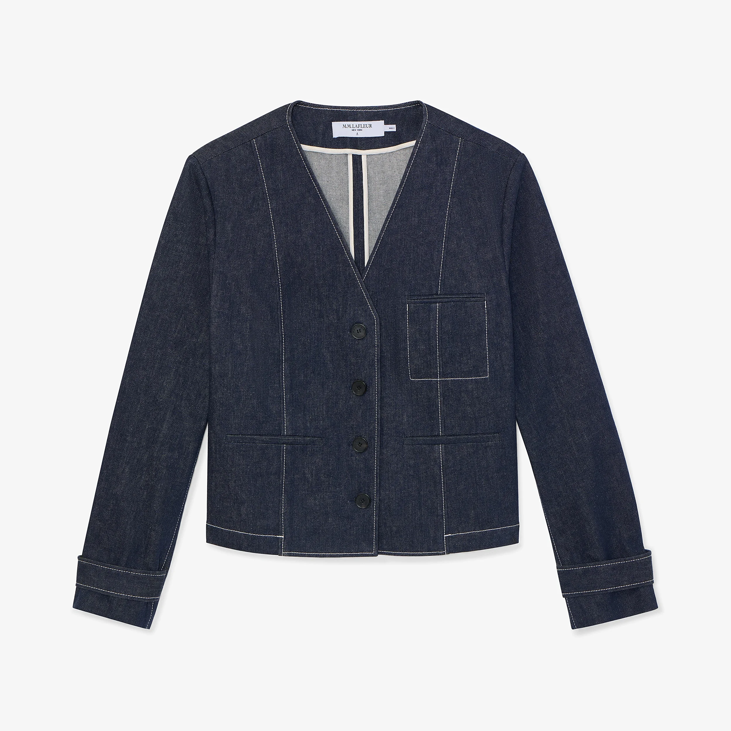 Ayla V-Neck Jacket - Stretch Denim - 1