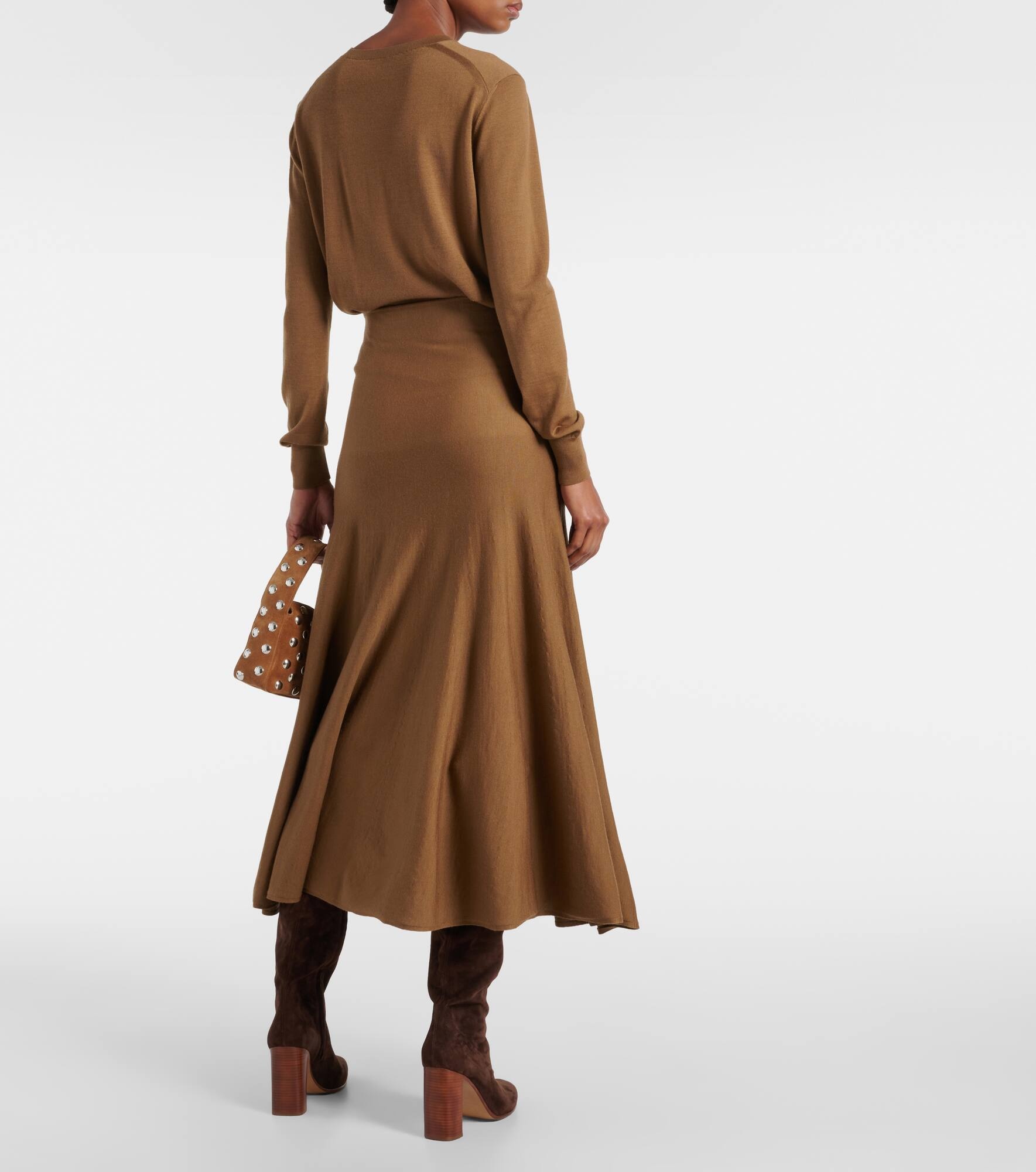 Mayu knitted wool midi skirt - 3