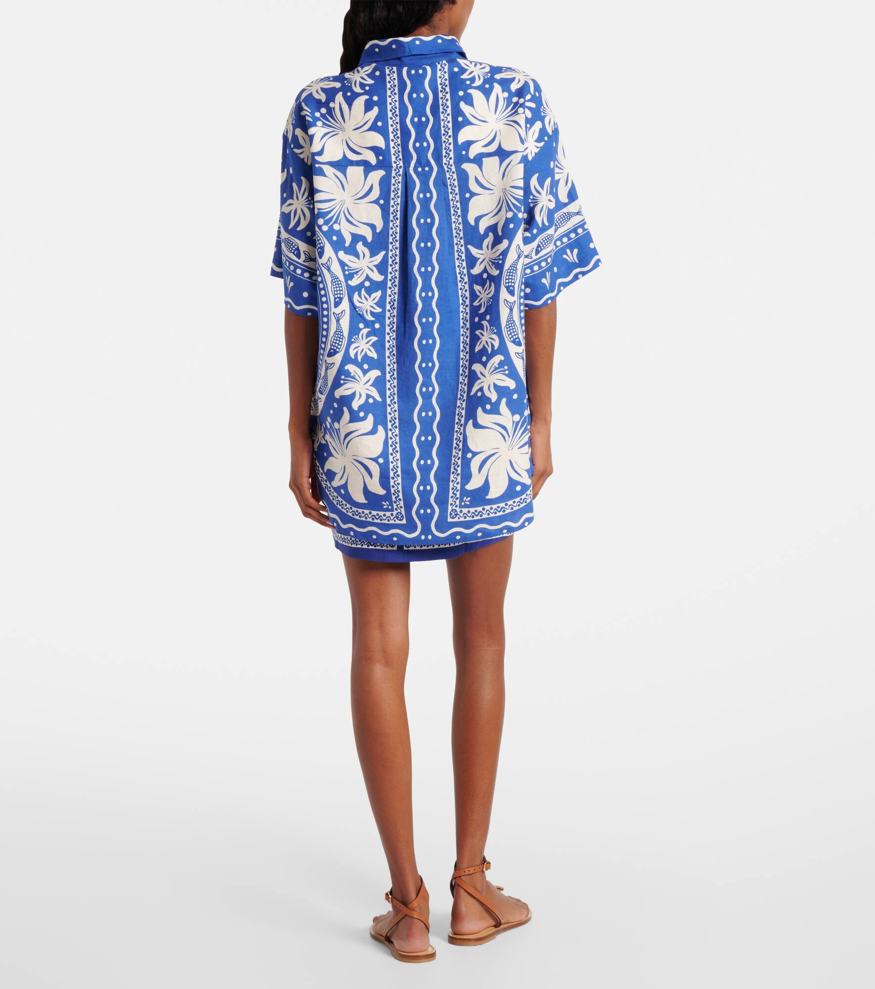 Ocean Scarf printed linen-blend shirt - 3