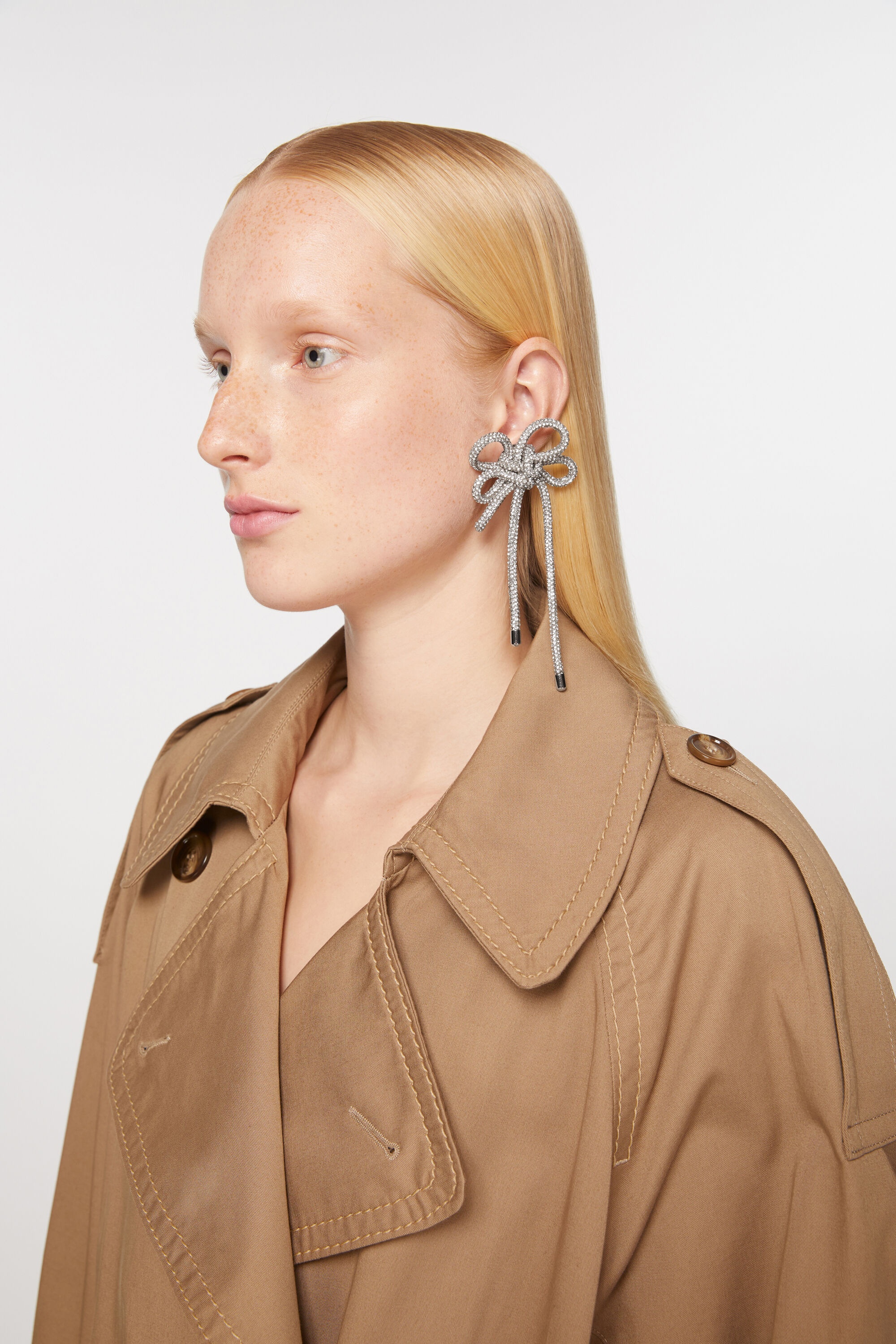 Crystal cord earring - Antique silver/silver - 2