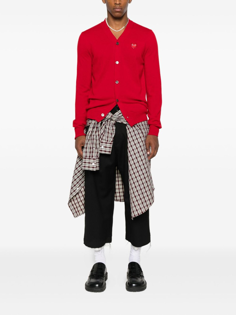 Comme des Garçons PLAY hear-emblem rhinestone-embellishment cardigan outlook